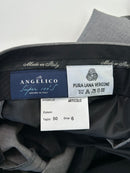 Angelico Super 100’s Pantalone Sartoriale Uomo Grigio 100% Lana Vergine Taglia 50 Made in Italy Nuovo