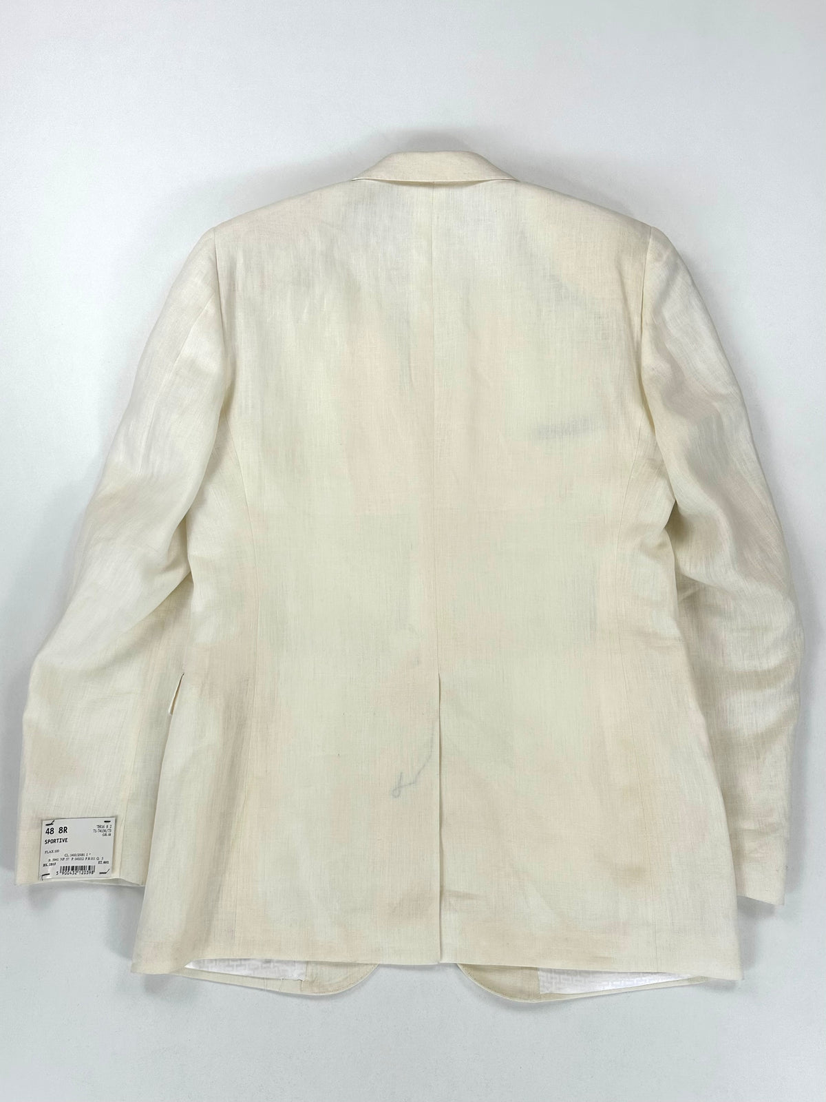 Retro della giacca in lino bianco, intero