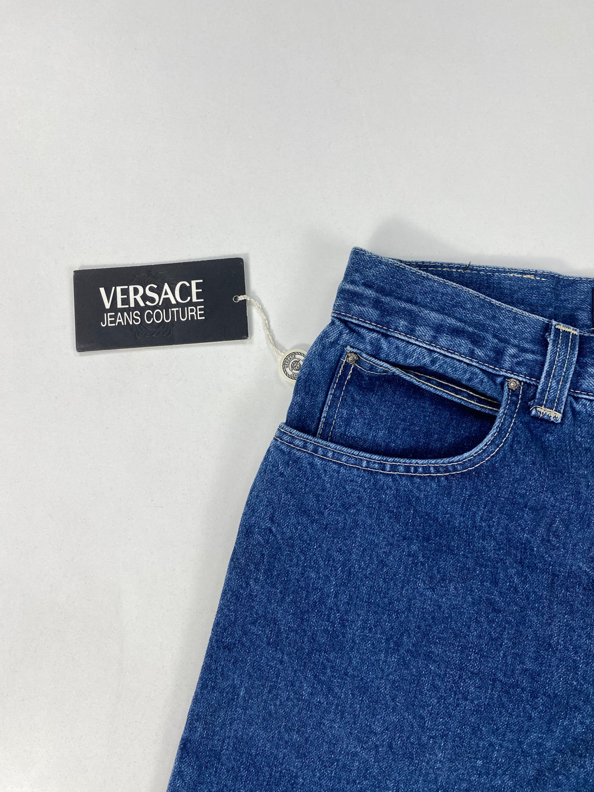 Versace Jeans Couture Jeans Vintage Anni '90 Vita Alta Blu con Medusa – foto 5 di 10