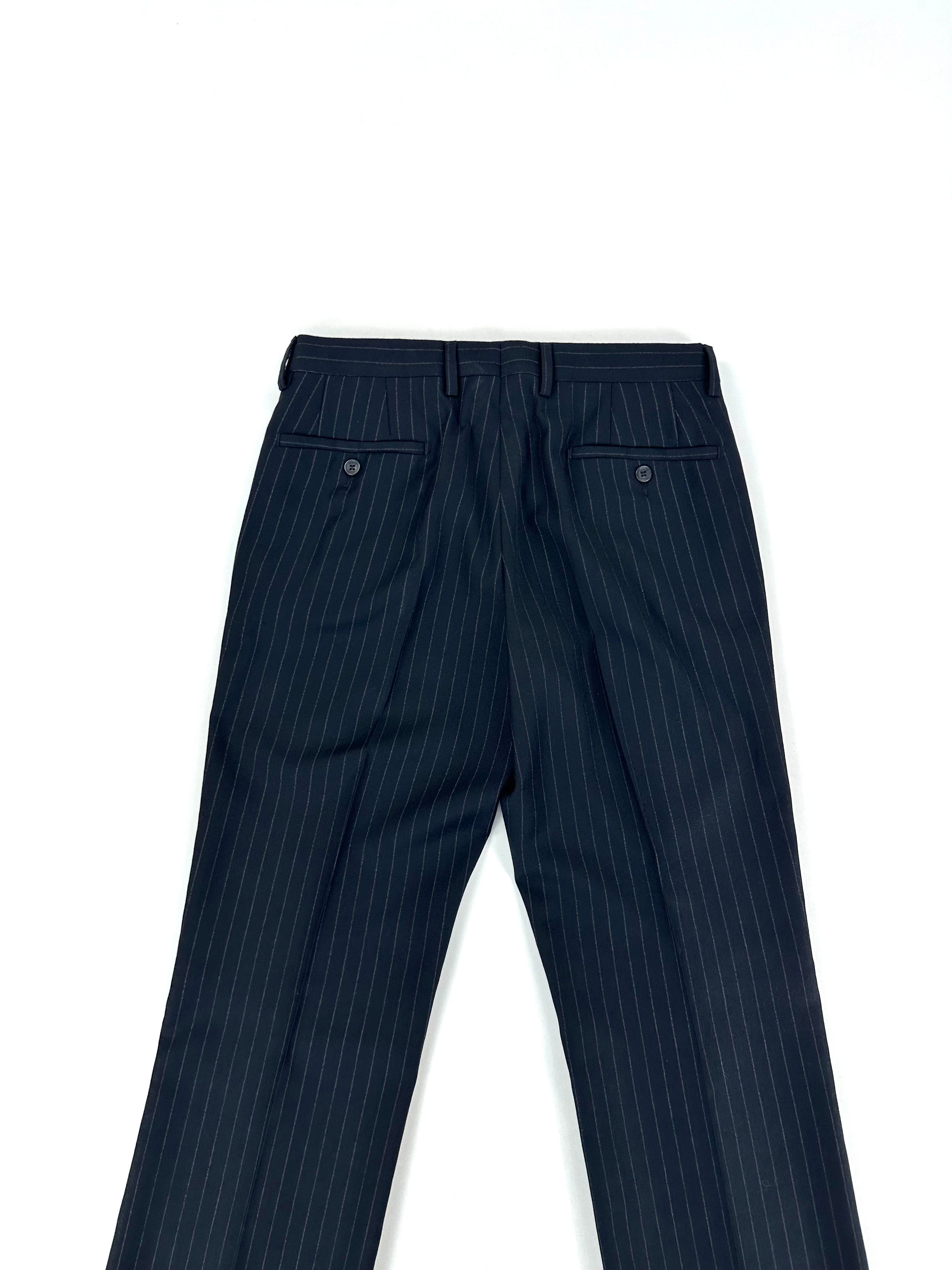 Pantalone Versace Collection nero gessato - interno vita con nastro Versace Collection