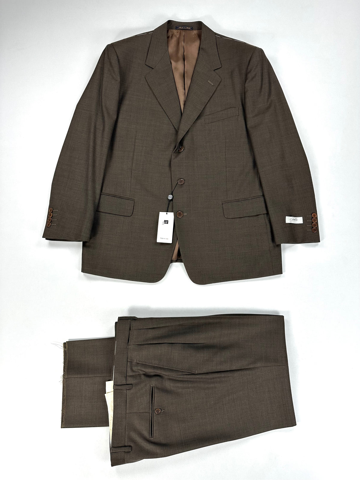 Completo Garrett's marrone: giacca e pantalone coordinati con cartellino, taglia IT 54