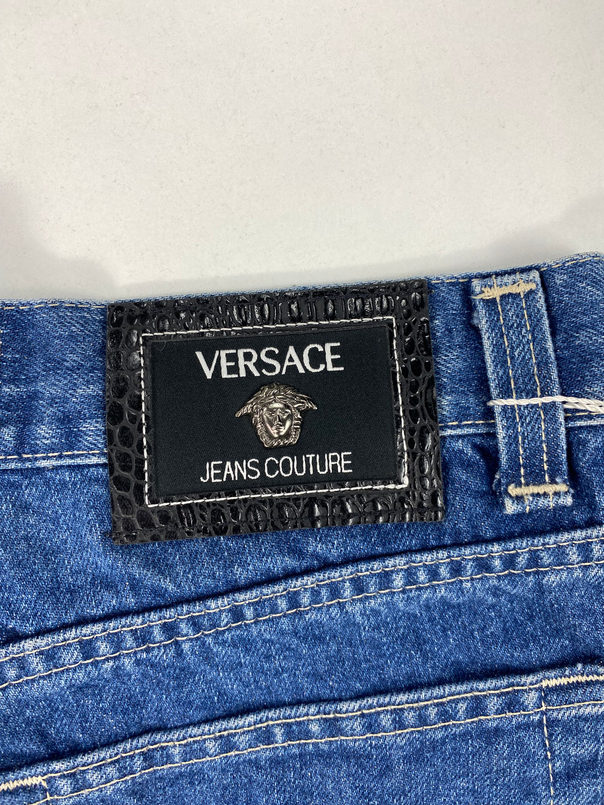 Versace Jeans Couture Jeans Vintage Anni '90 Vita Alta Blu con Medusa – foto 8 di 10