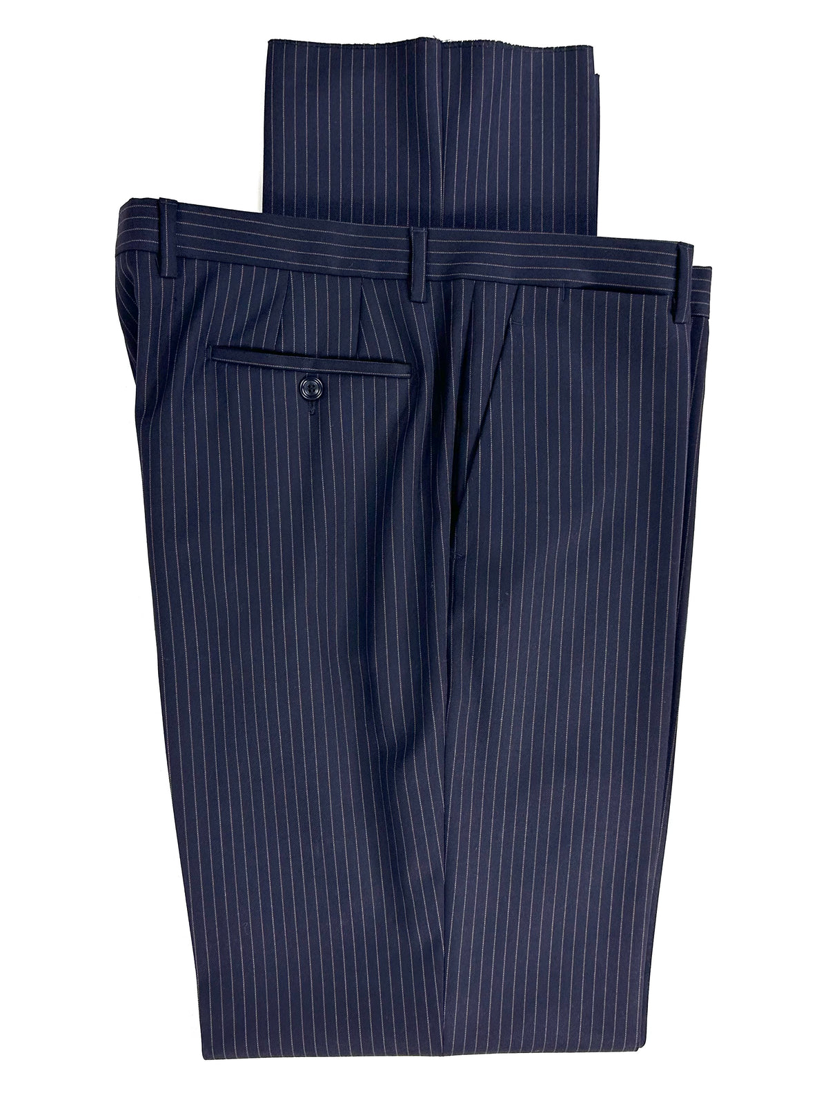 Pantalone Garrett's gessato piegato con tasca posteriore a filetto e bottone