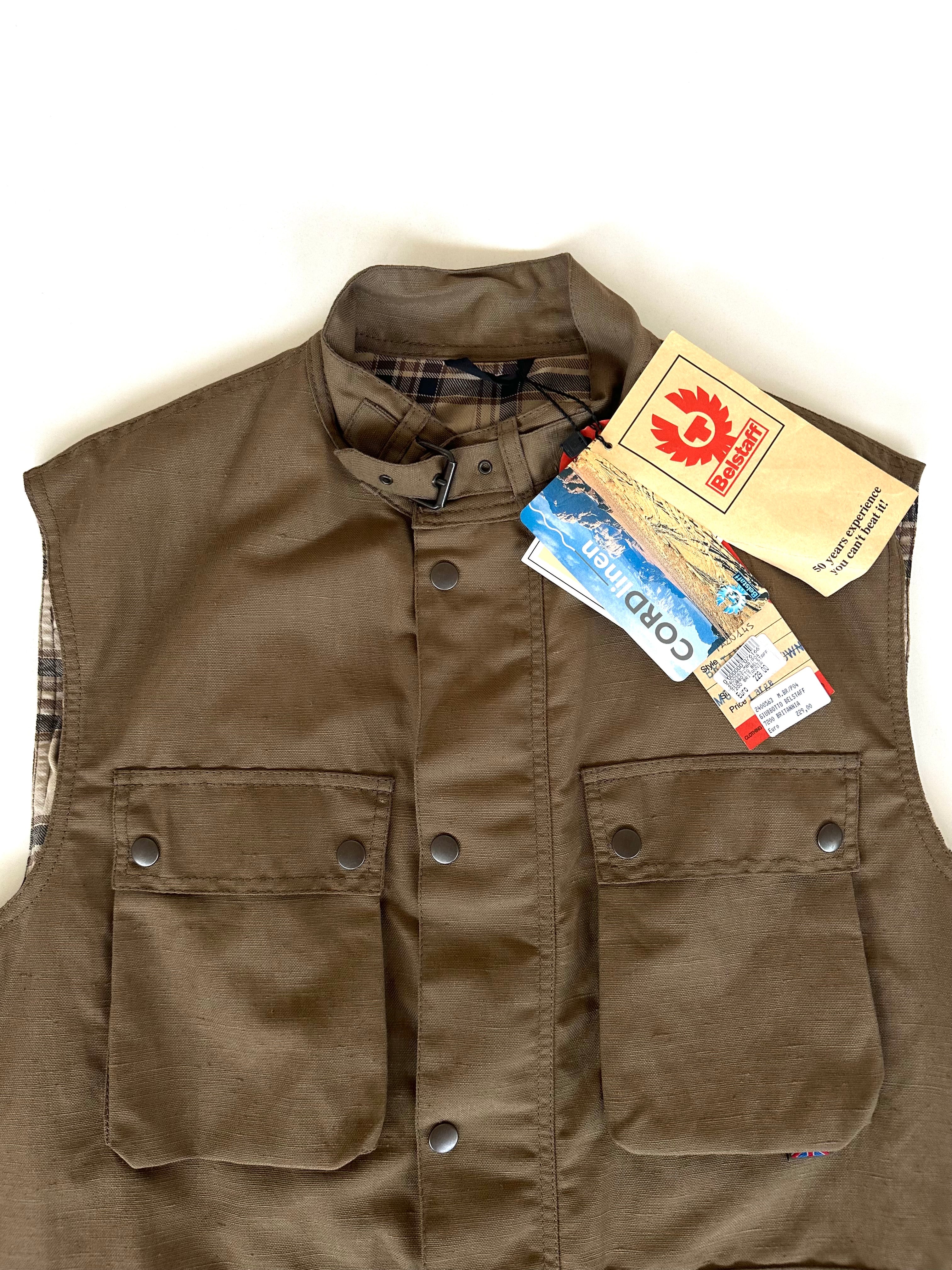 Belstaff smanicato Britannia verde oliva, vista frontale intera