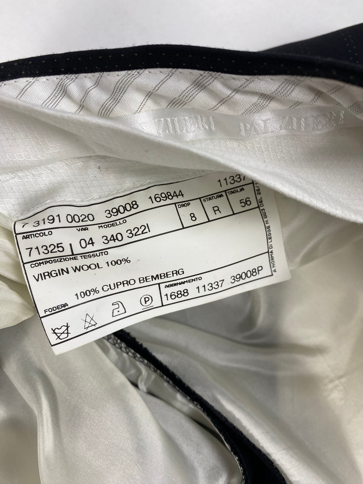 Etichetta di composizione interna del pantalone Pal Zileri