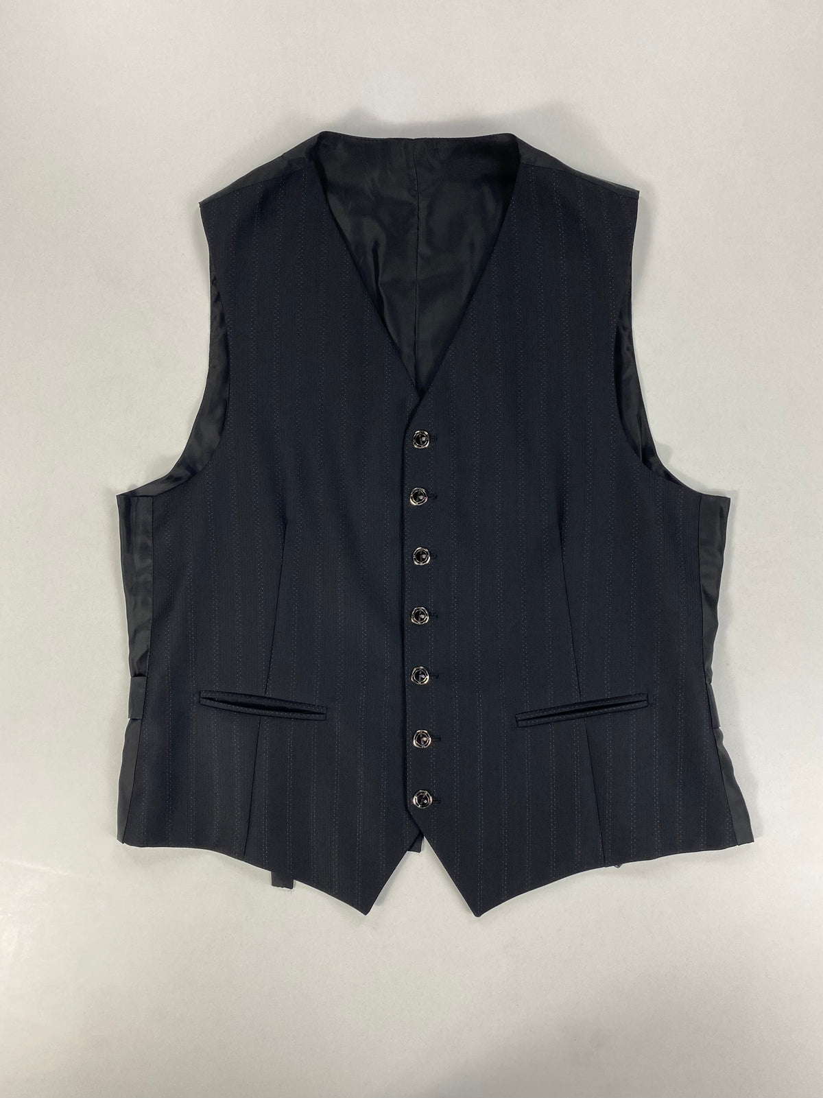 Gilet Pal Zileri Cerimonia nero gessato a sette bottoni, vista frontale
