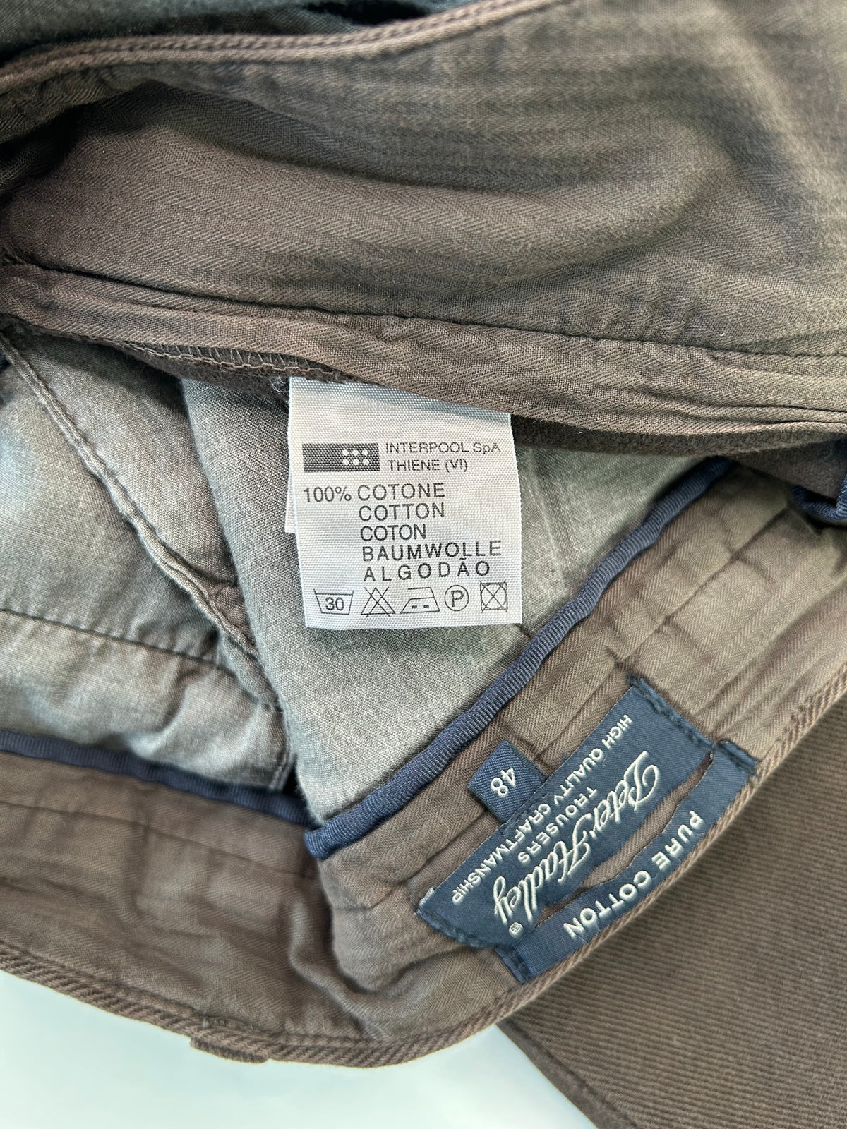 Peter Hadley pantalone marrone — dettaglio fondo gamba — IlBotteghino