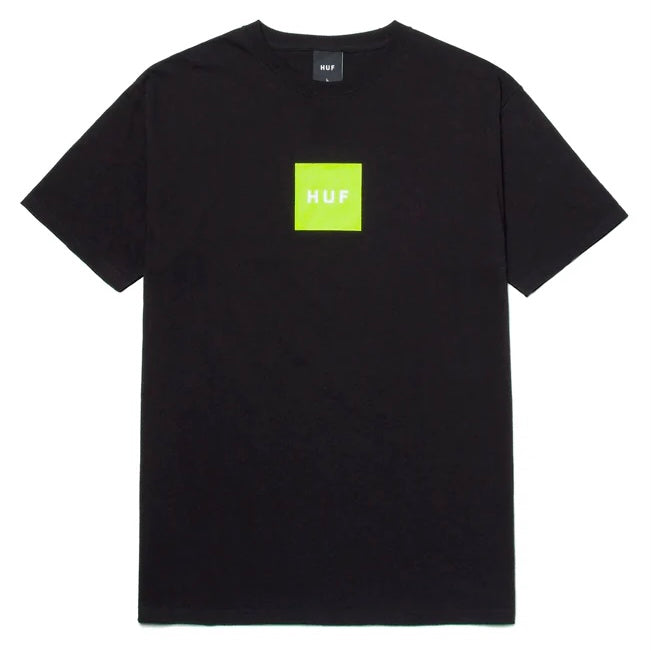 T-shirt HUF Essential Box nera, taglie S e M — IlBotteghino