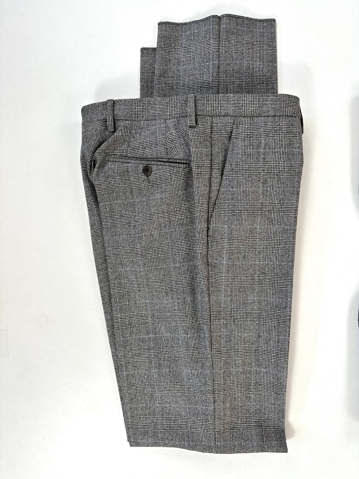 Parte alta del pantalone Principe di Galles con passanti in vita e tasche laterali