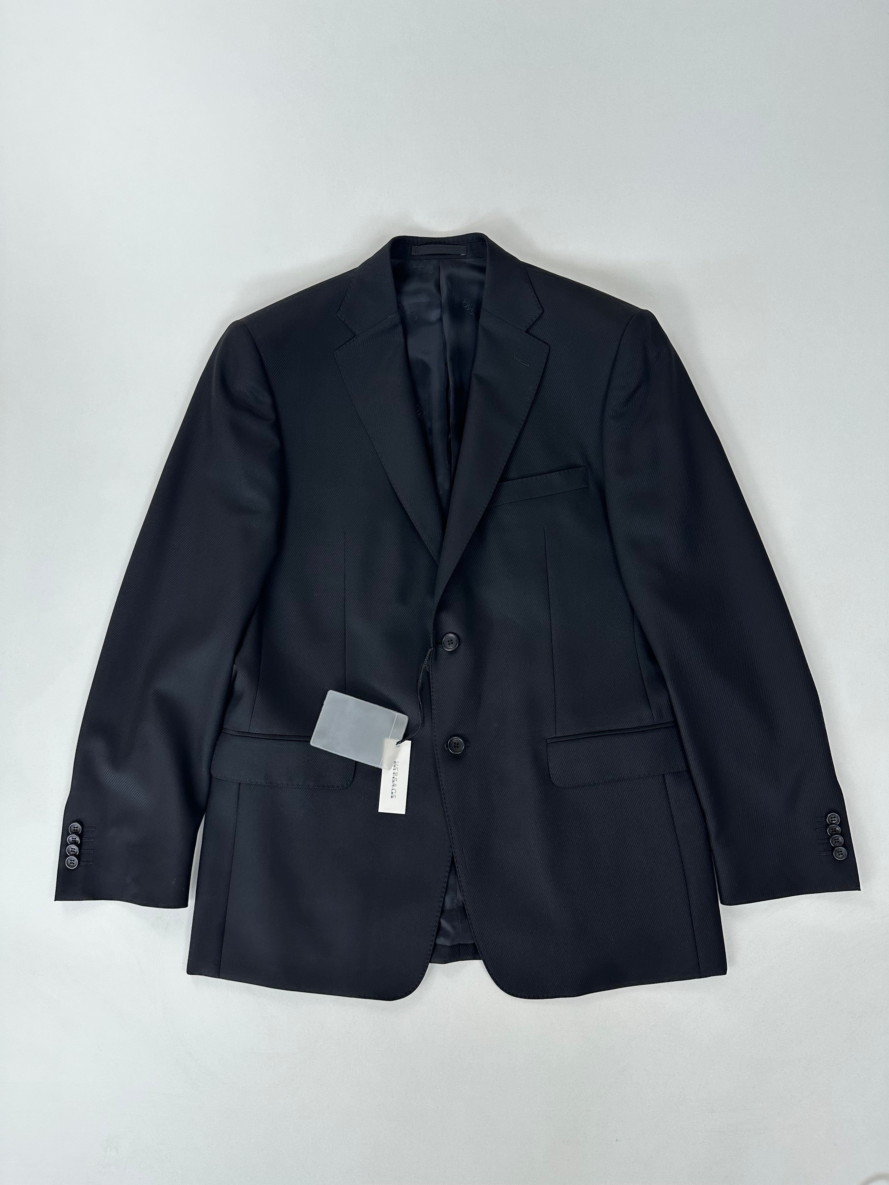 Giacca Versace Collection nera gessata obliqua da uomo, taglie IT 48 e IT 52
