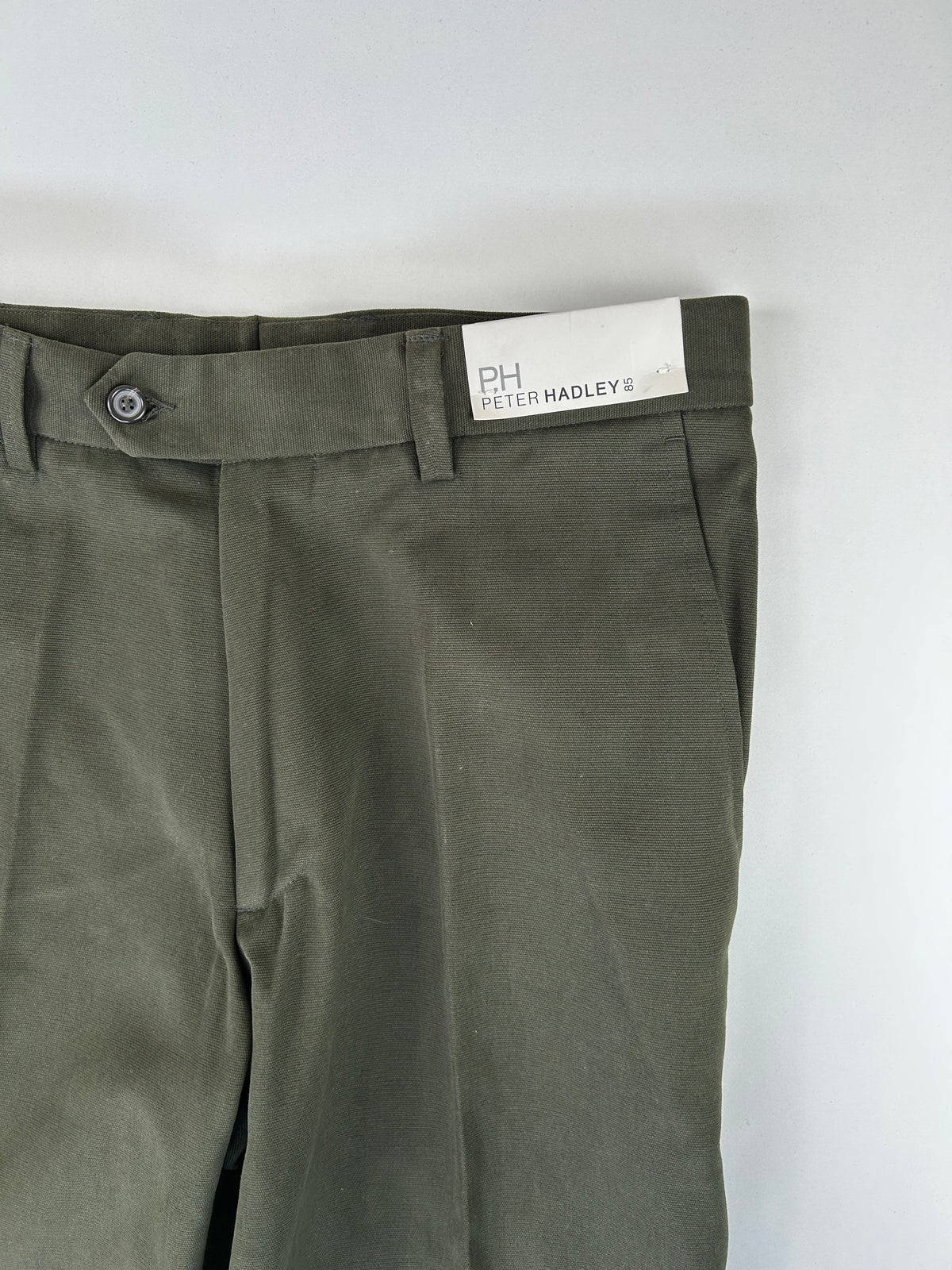 Peter Hadley pantalone verde oliva — dettaglio tessuto — IlBotteghino