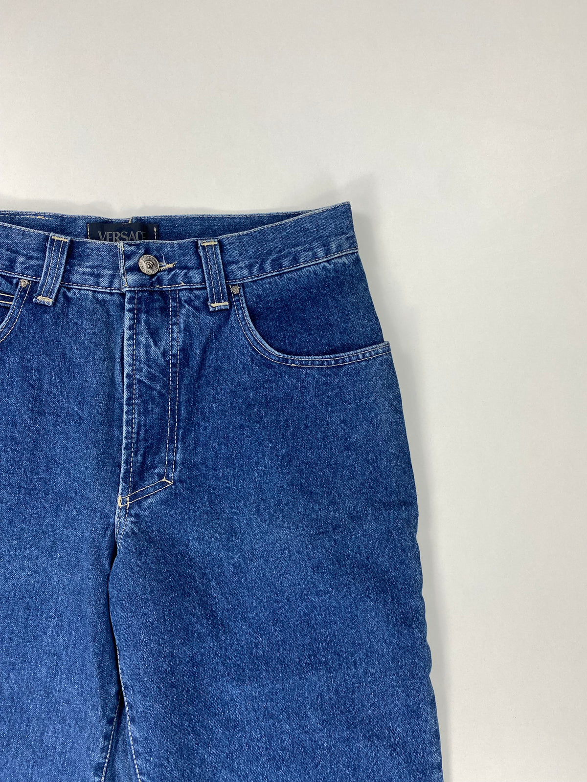 Versace Jeans Couture Jeans Vintage Anni '90 Vita Alta Blu con Medusa – foto 3 di 10