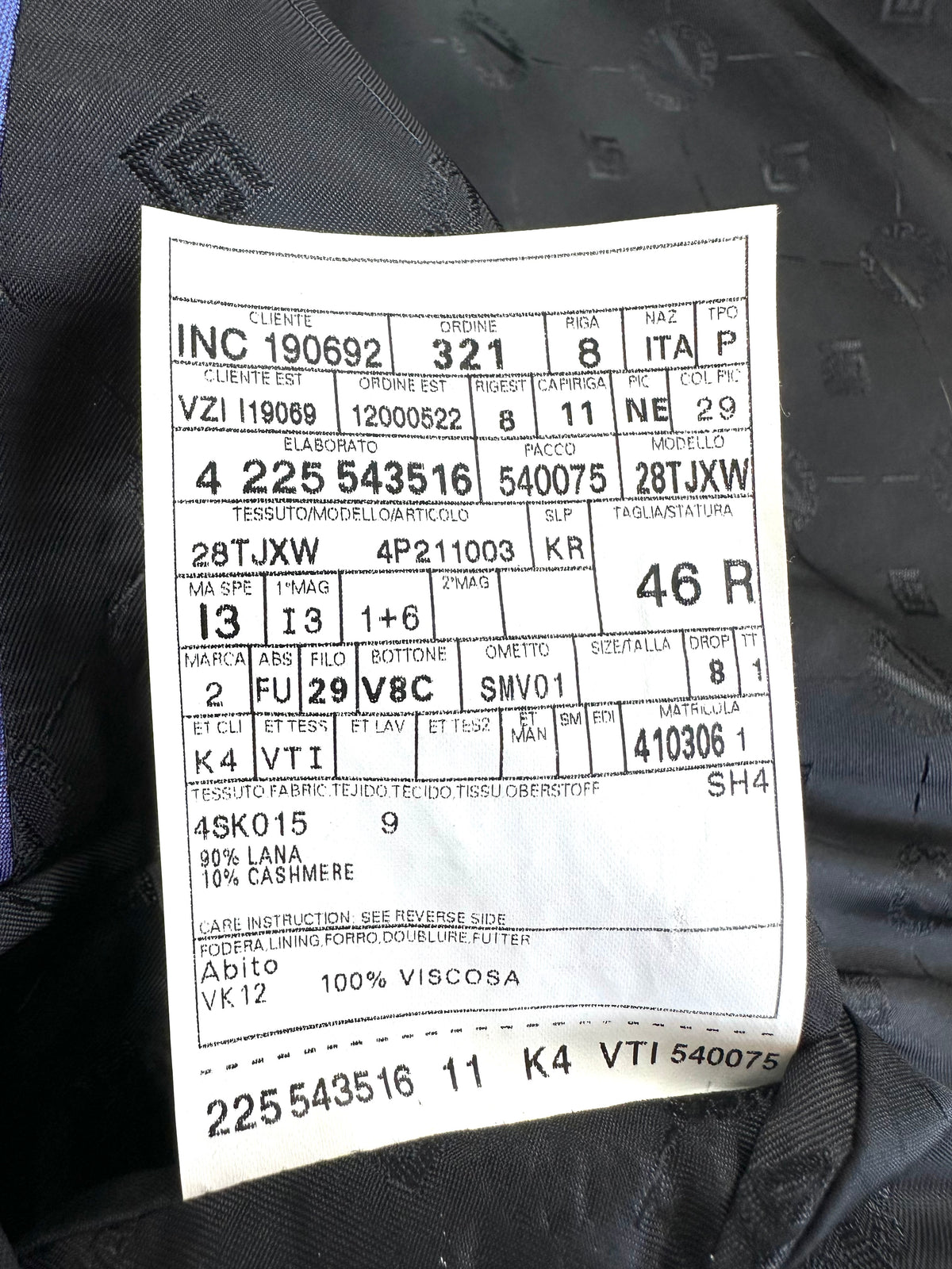 Pantalone Versace Collection nero gessato - fondo grezzo non orlato, da rifinire dal sarto