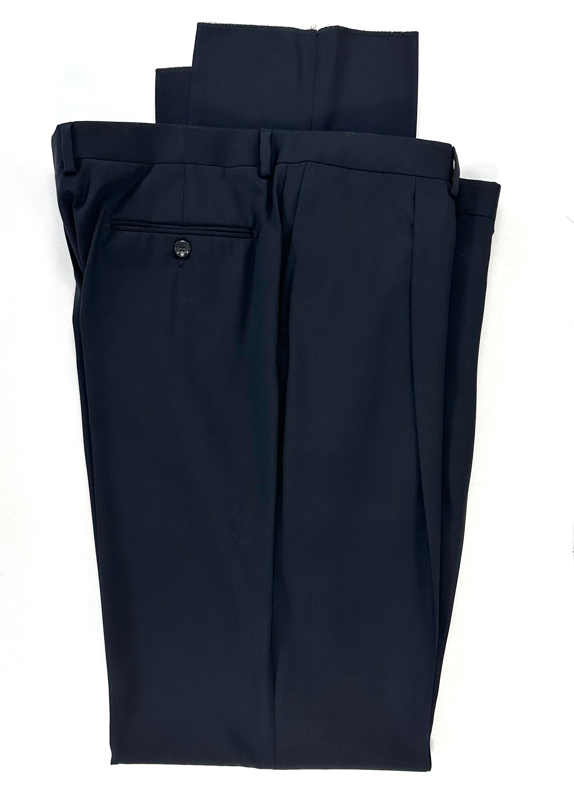 Pantalone Calabró by Forall nero piegato - tasca posteriore a filo con bottone