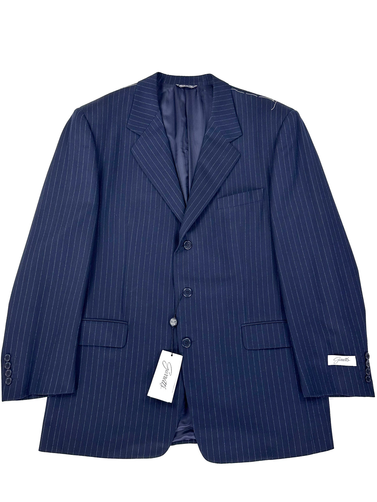 Giacca Garrett's blu navy gessato monopetto tre bottoni, vista frontale
