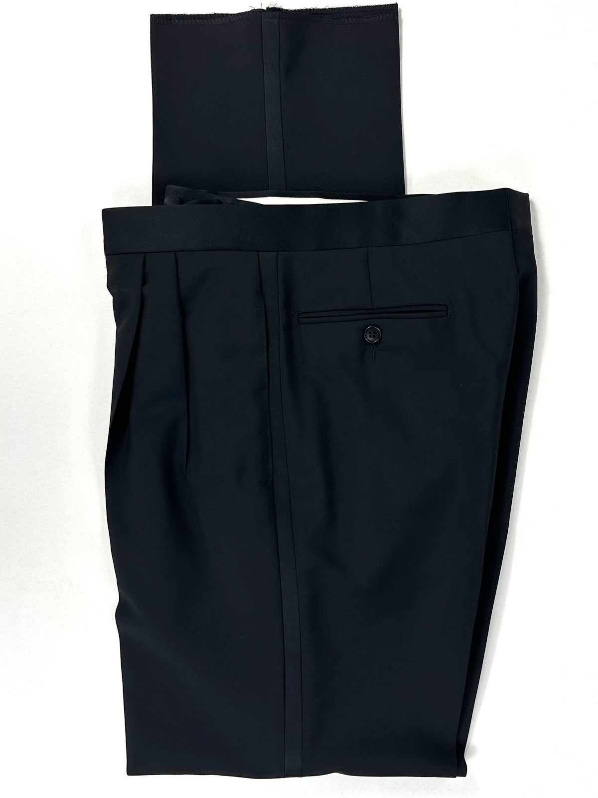 Pantalone smoking Calabró piegato con banda laterale in raso