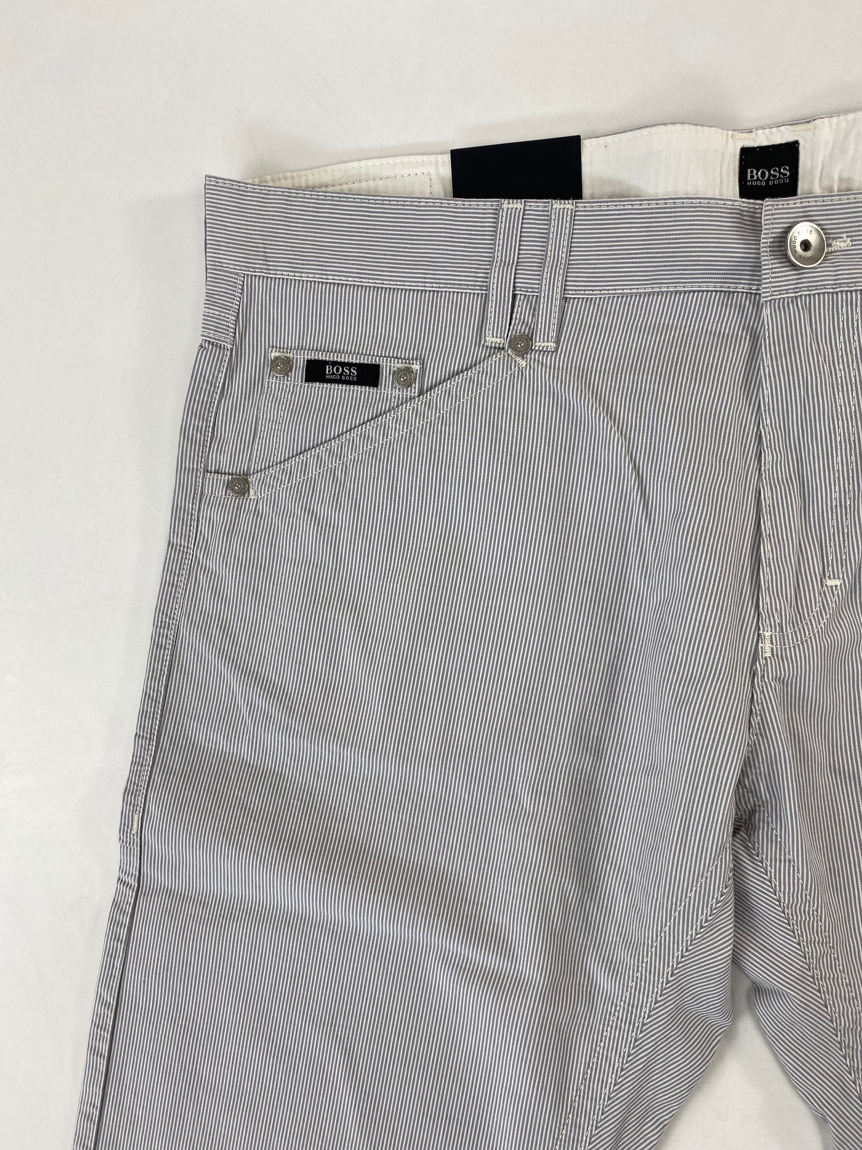 Pantalone Hugo Boss Michigan bianco righe grigie, vista frontale