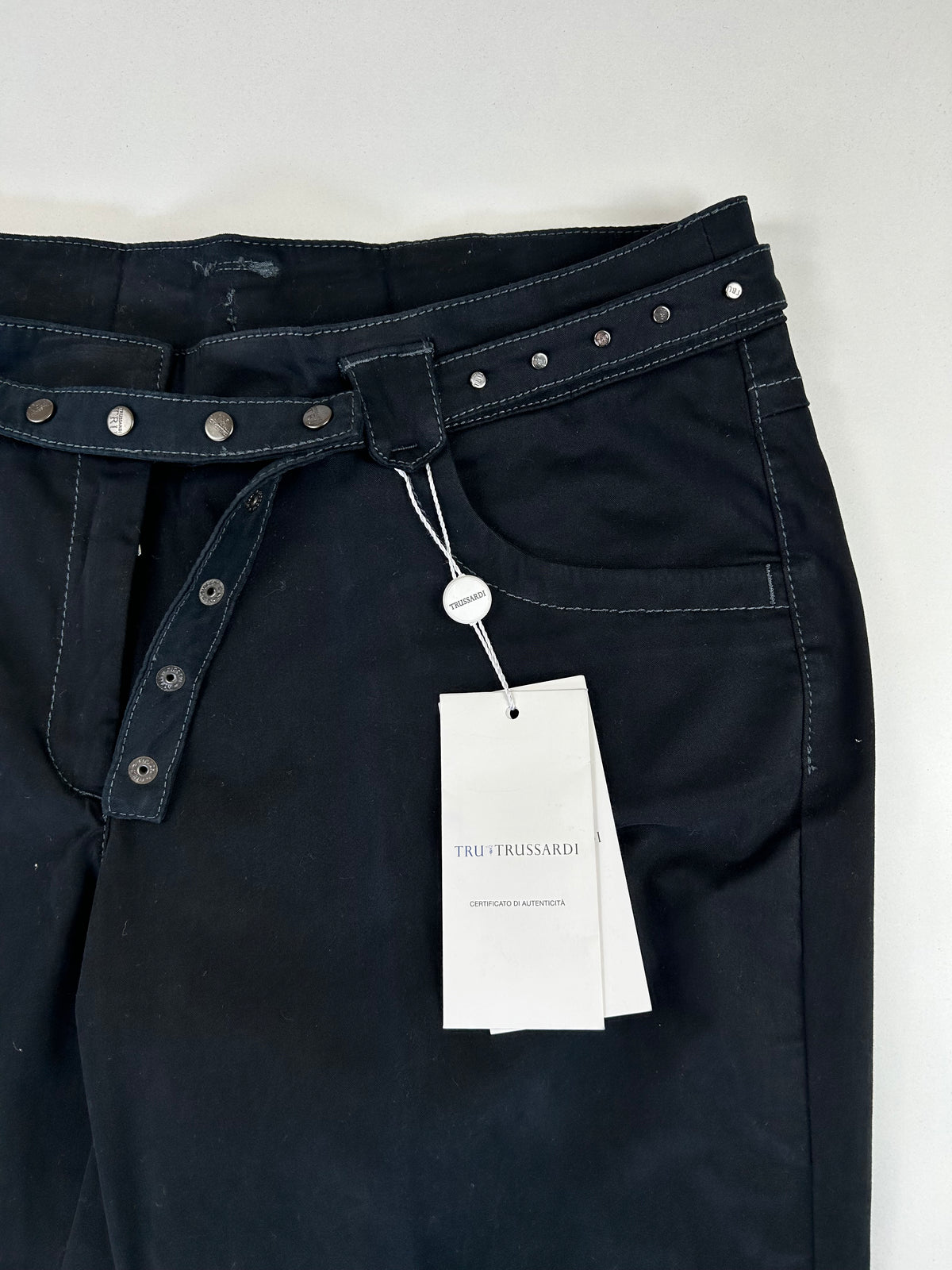 Trussardi pantalone blu — dettaglio tessuto — IlBotteghino