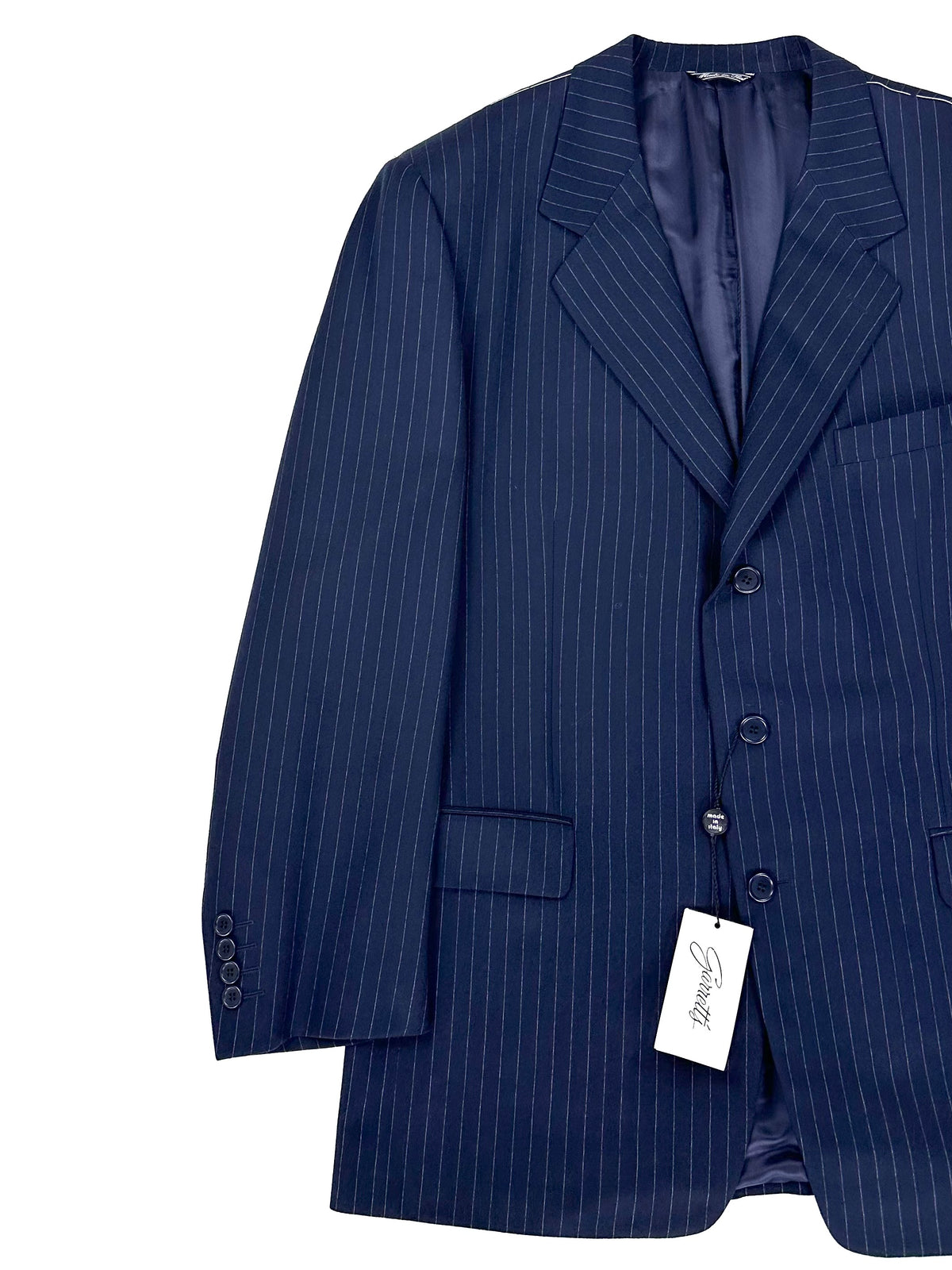 Giacca Garrett's blu navy gessato tre bottoni con tasche a pattina