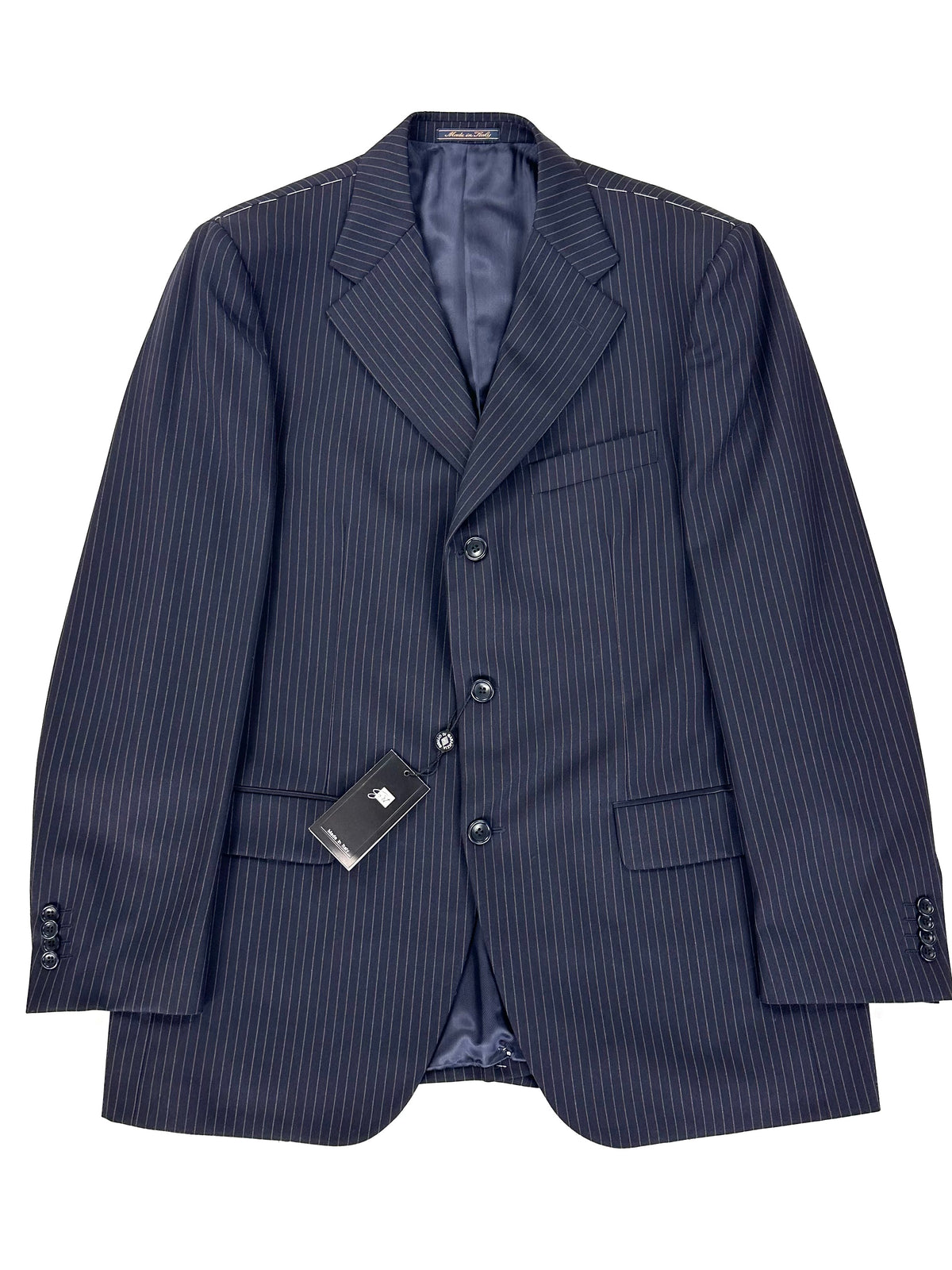 Giacca Garrett's blu gessato tre bottoni con tasche a pattina