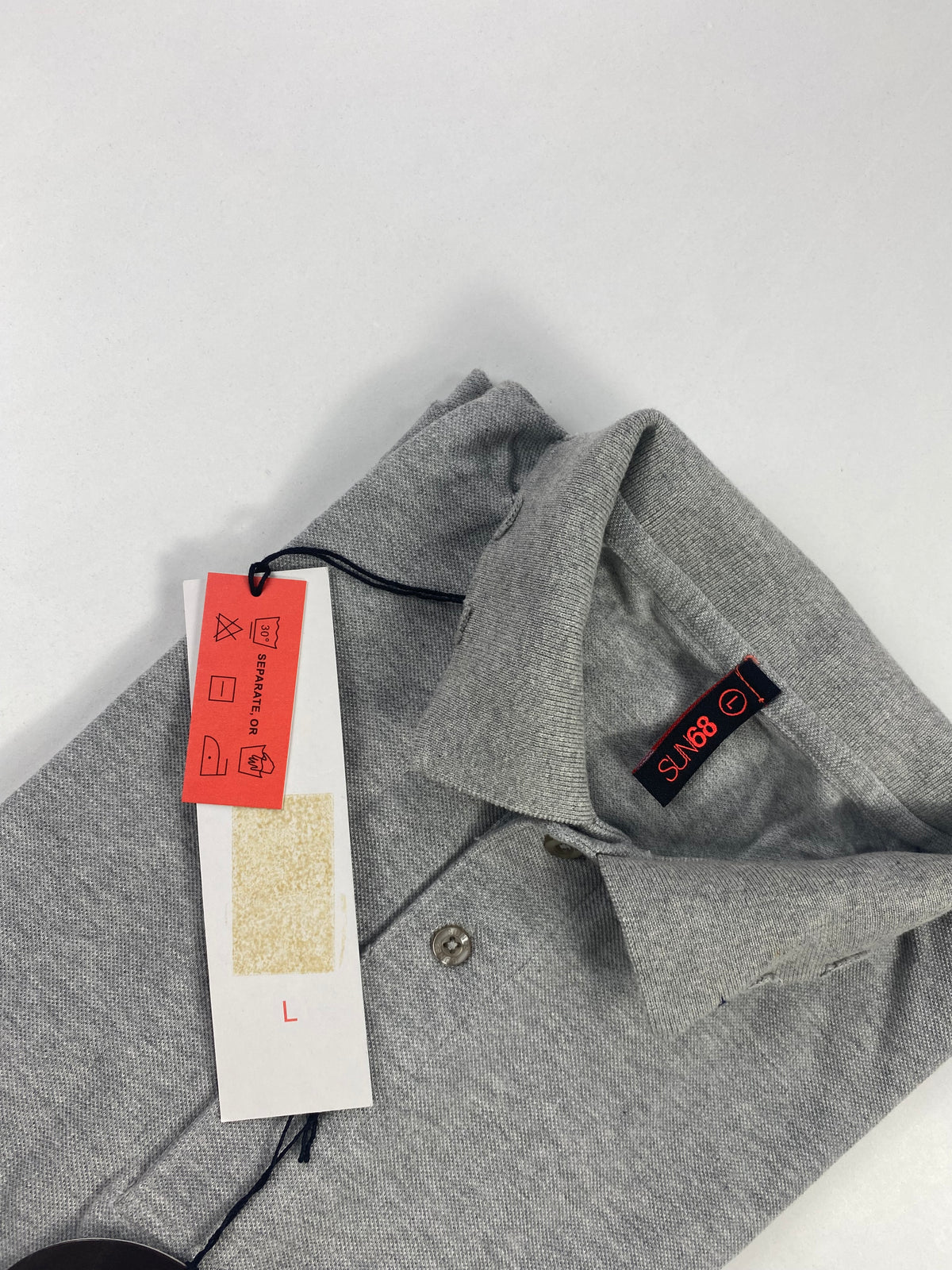 Polo Sun68 manica lunga grigio melange - Tg. L