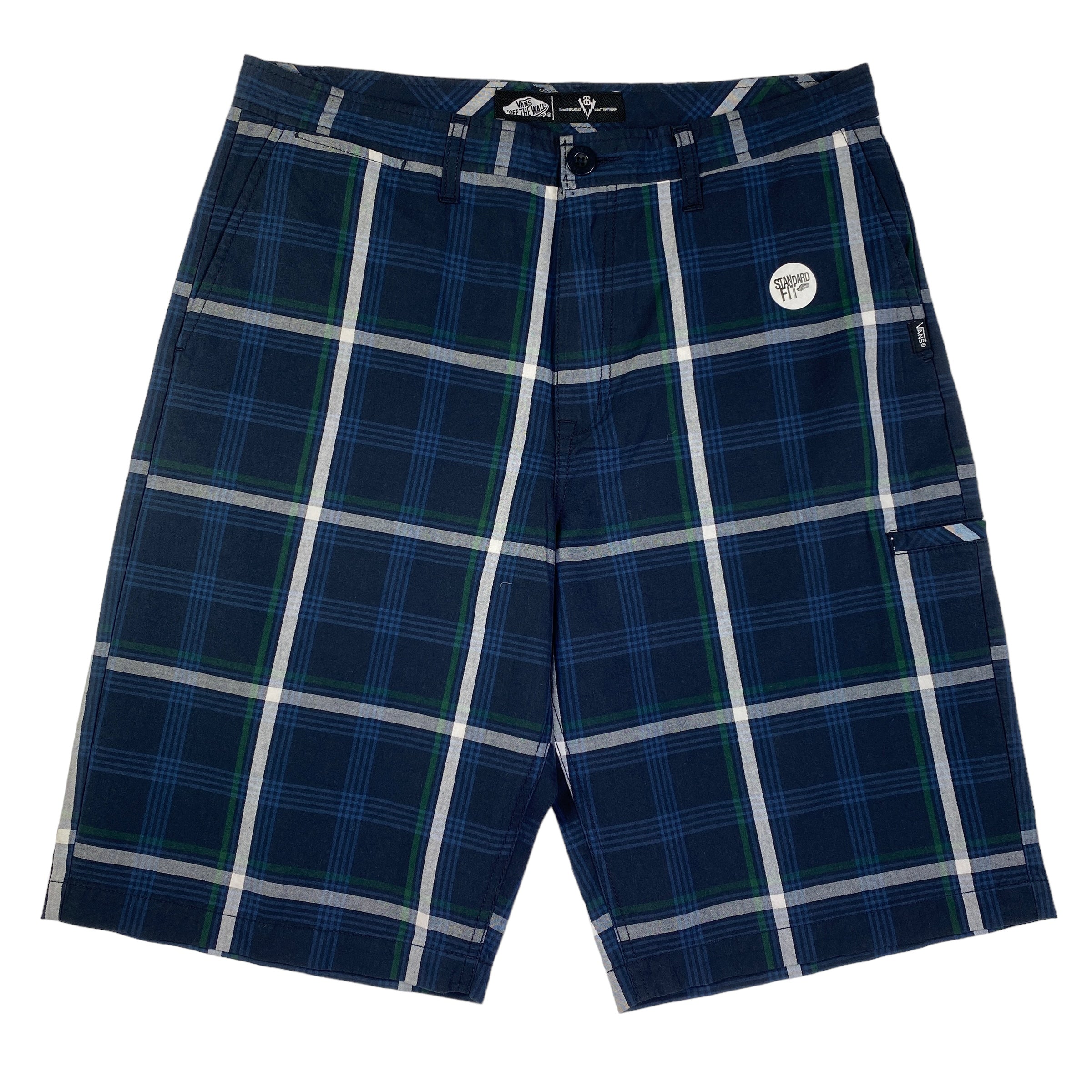 Short Vans a quadri blu/bianco, taglia US 34 — IlBotteghino