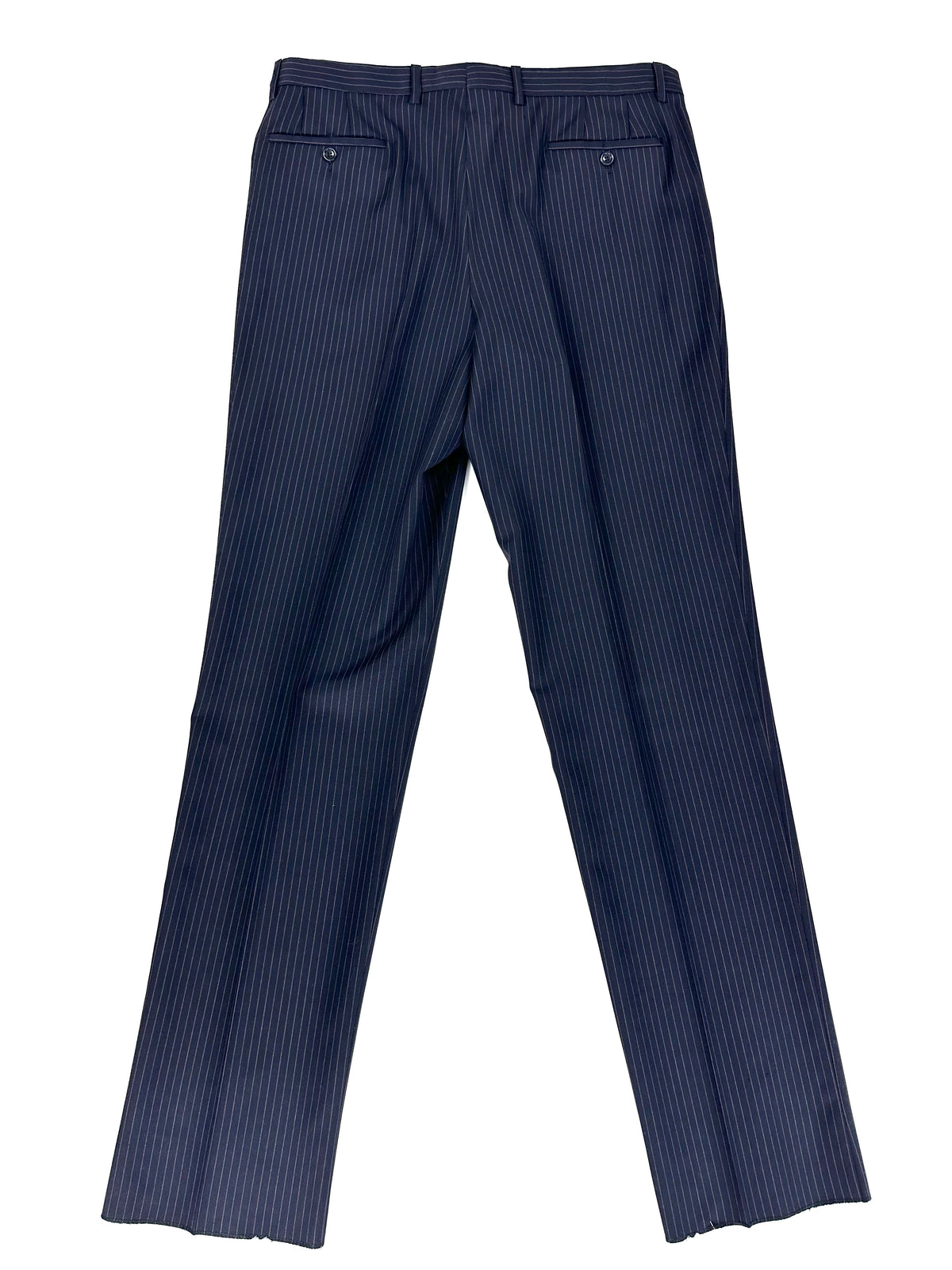 Pantalone del completo Garrett's blu navy gessato, vista intera