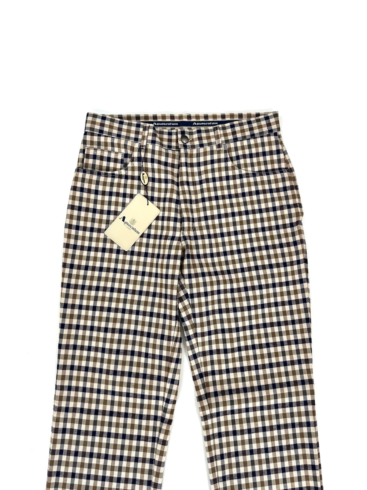 Pantalone Aquascutum Club Check, vista posteriore intera con tasche a toppa