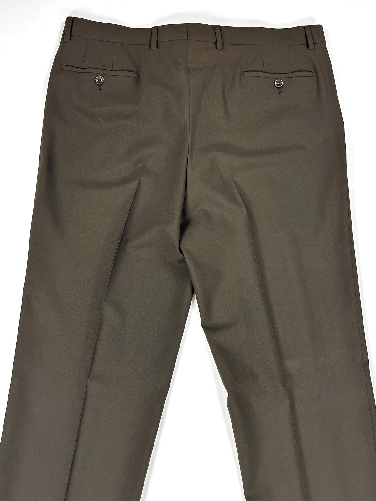 Retro del pantalone Garrett's con le due tasche a filetto chiuse da bottone