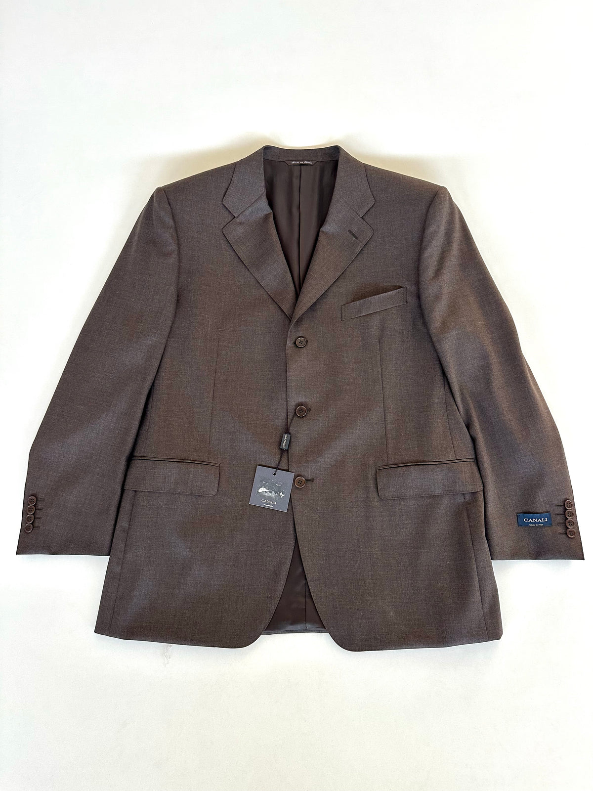 Canali completo marrone — giacca stesa a piatto, fronte — IlBotteghino