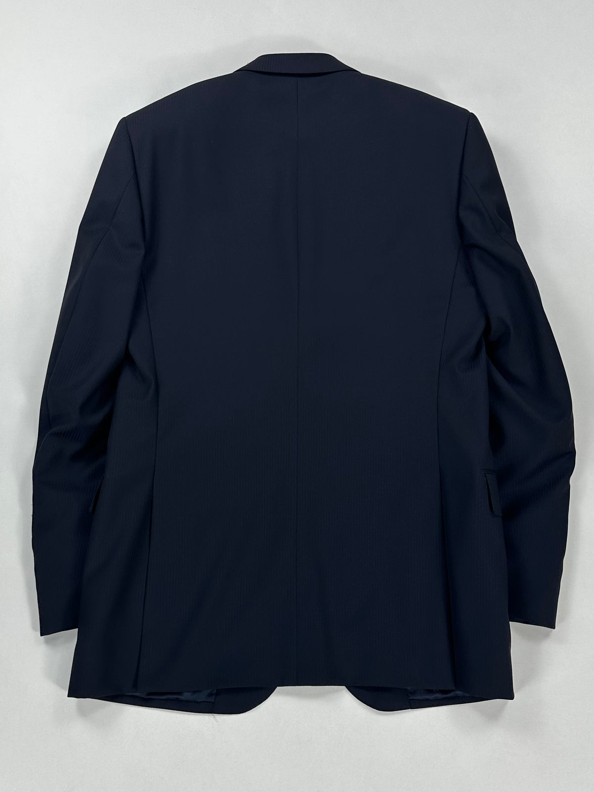 Giacca Aquascutum blu notte vista posteriore, riga tono su tono in pura lana