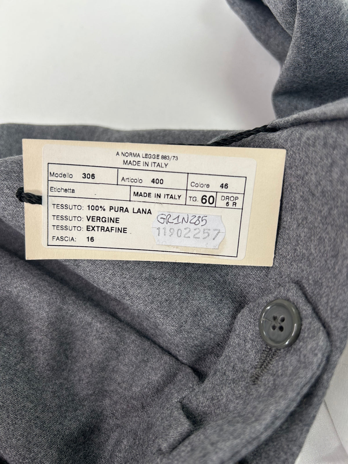 Tiziano pantalone grigio — archivio sartoriale — IlBotteghino
