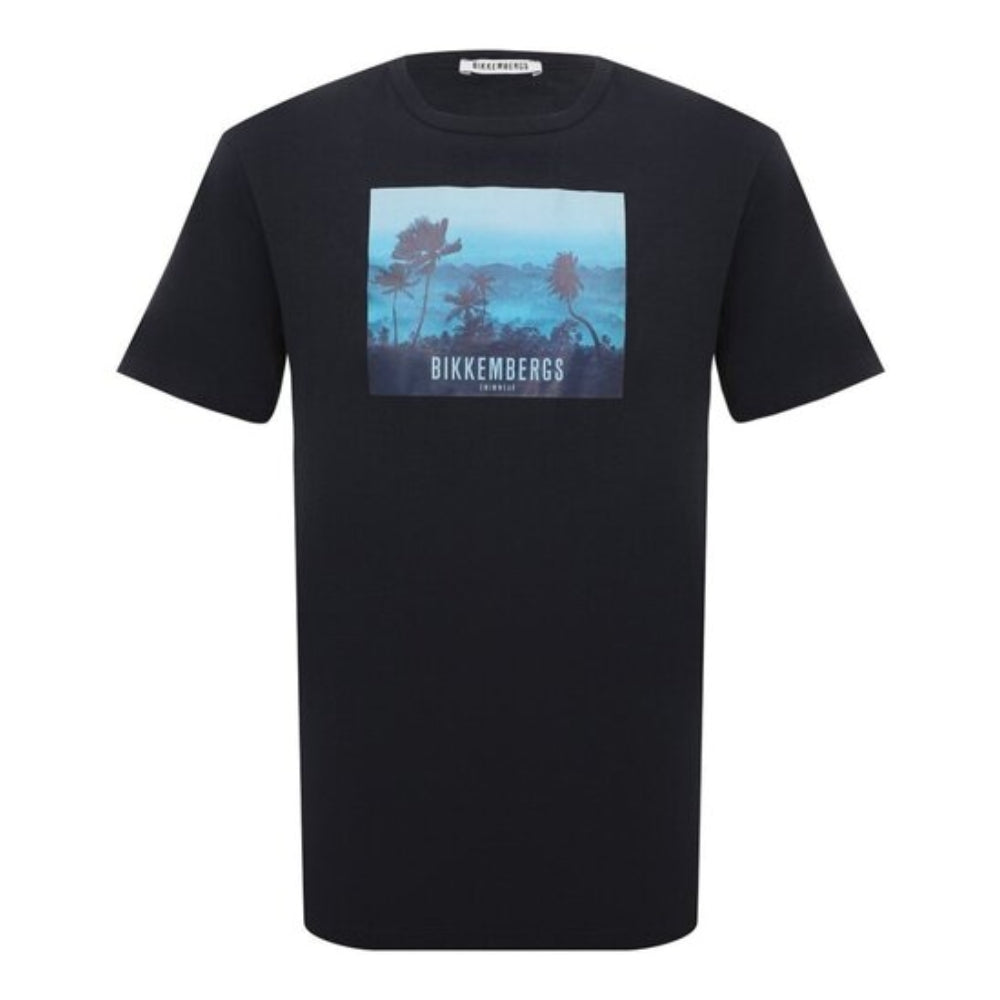 T-shirt Bikkembergs blu navy panorama tropicale, taglia M — IlBotteghino