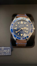 Eberhard Scafograf 300 MCMLIX Quadrante Blu e Pelle Marrone 41034.VS CP