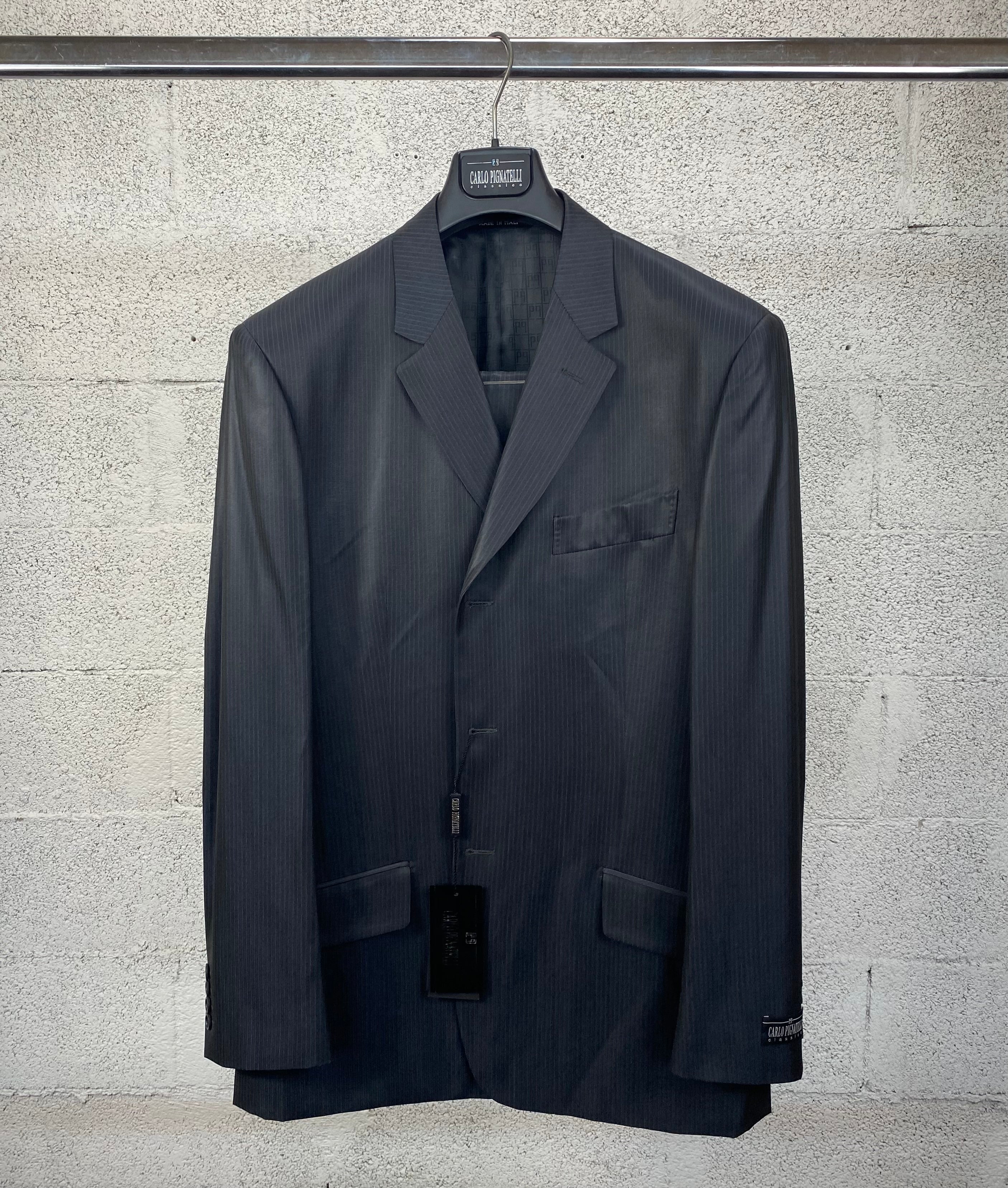 Completo Carlo Pignatelli gessato blu notte da uomo, taglia IT 54
