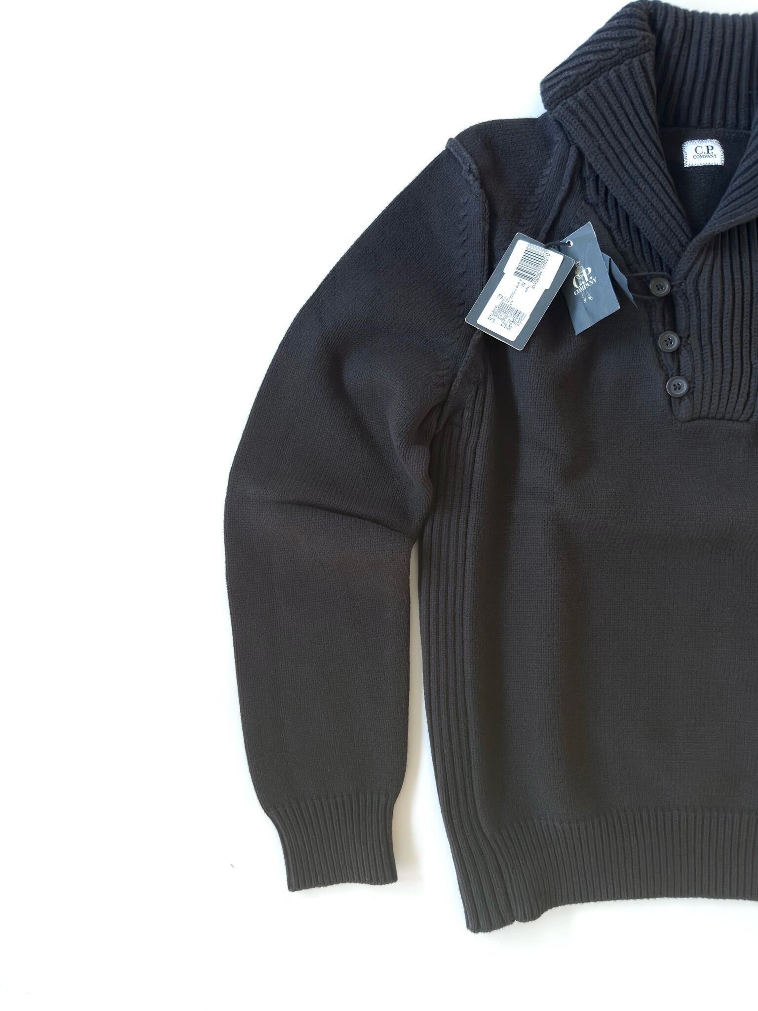C.P. Company – Maglione a Collo a Scialle in Cotone Blu Navy, Deadstock Tg. IT52