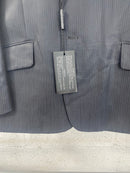 Completo Carlo Pignatelli gessato blu, dettaglio revers dentellati