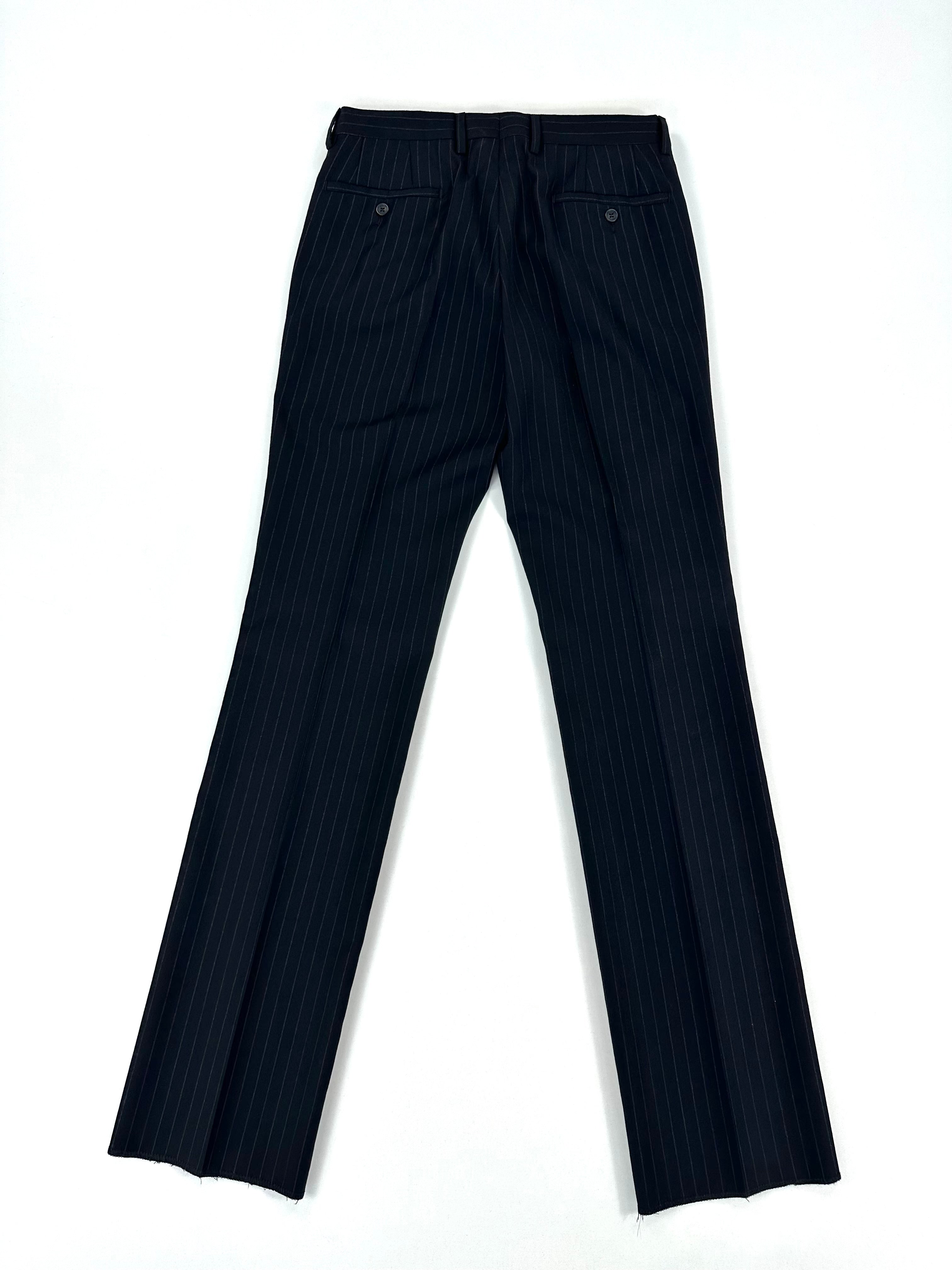 Pantalone Versace Collection nero gessato - dettaglio vita e chiusura
