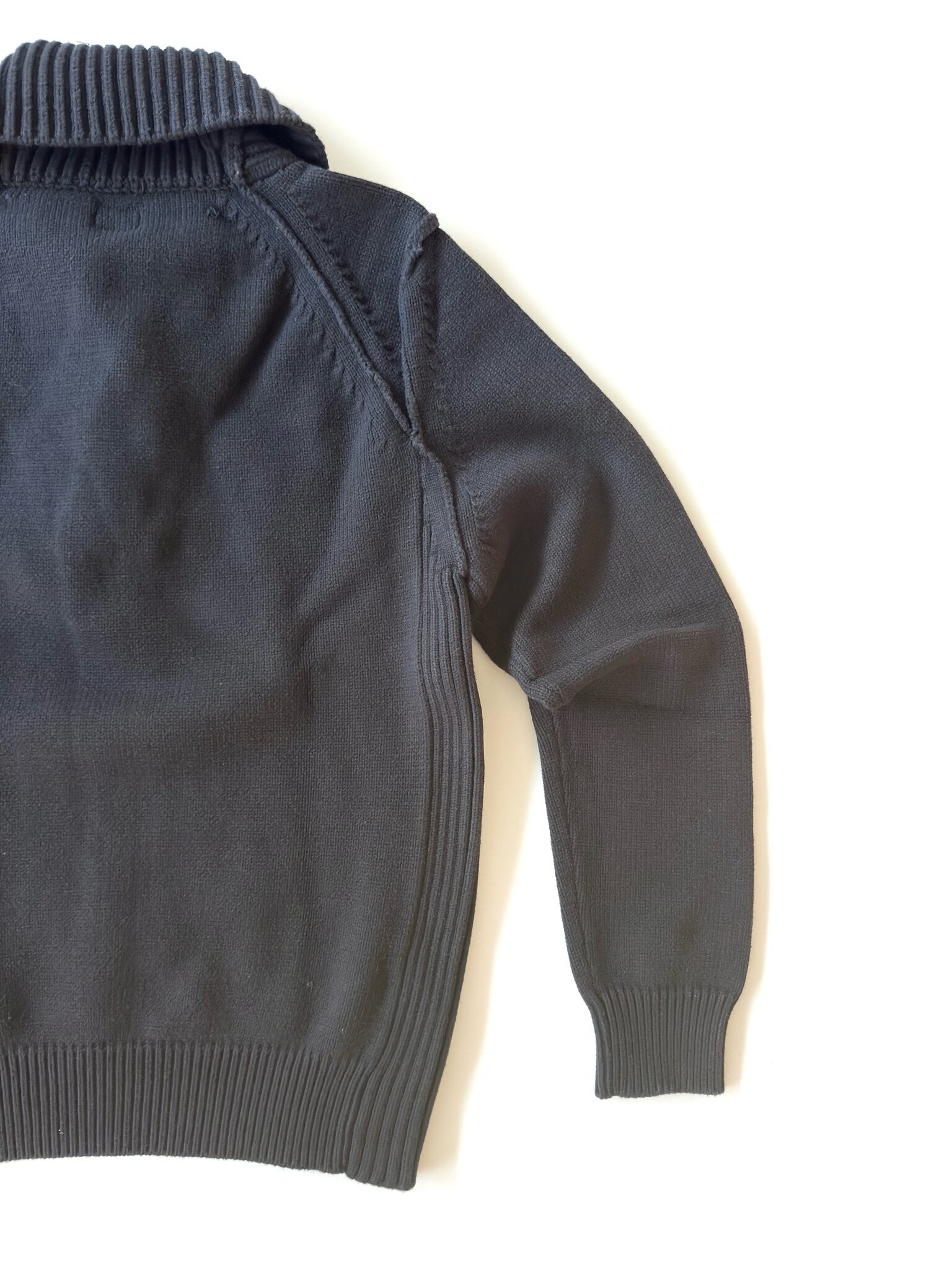 C.P. Company – Maglione a Collo a Scialle in Cotone Blu Navy, Deadstock Tg. IT52