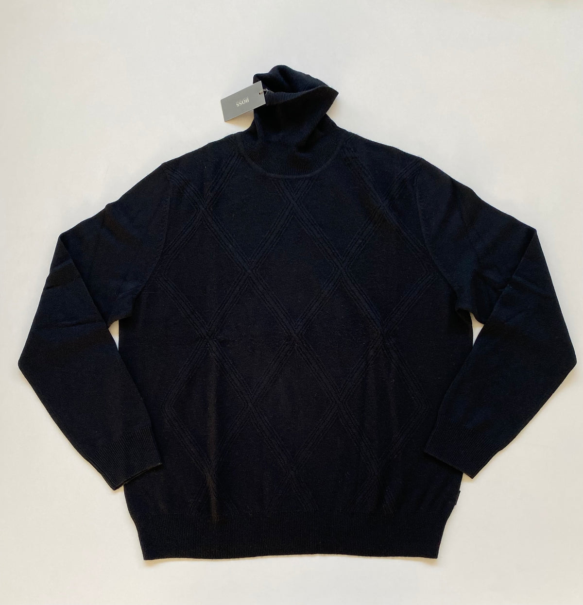Dolcevita Hugo Boss Orell seta e cashmere nero rombi - Tg. XL
