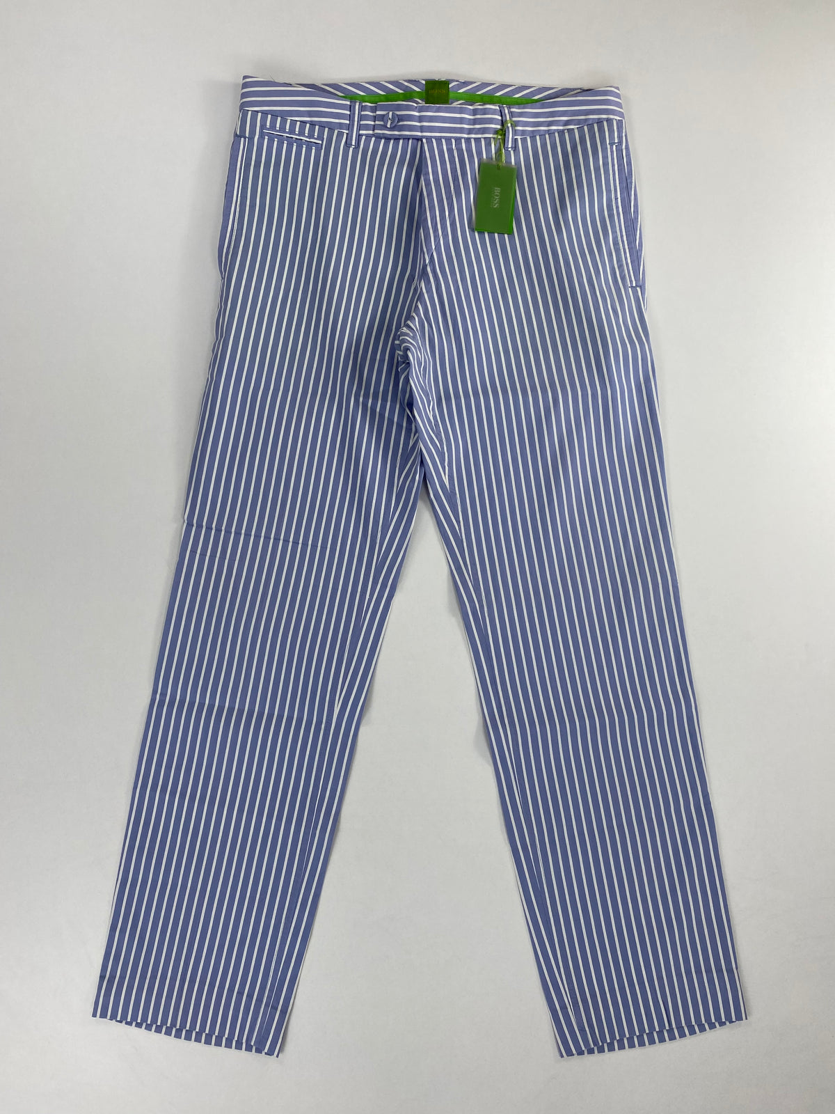 Pantalone Hugo Boss chino azzurro righe bianche, taglia XL — IlBotteghino