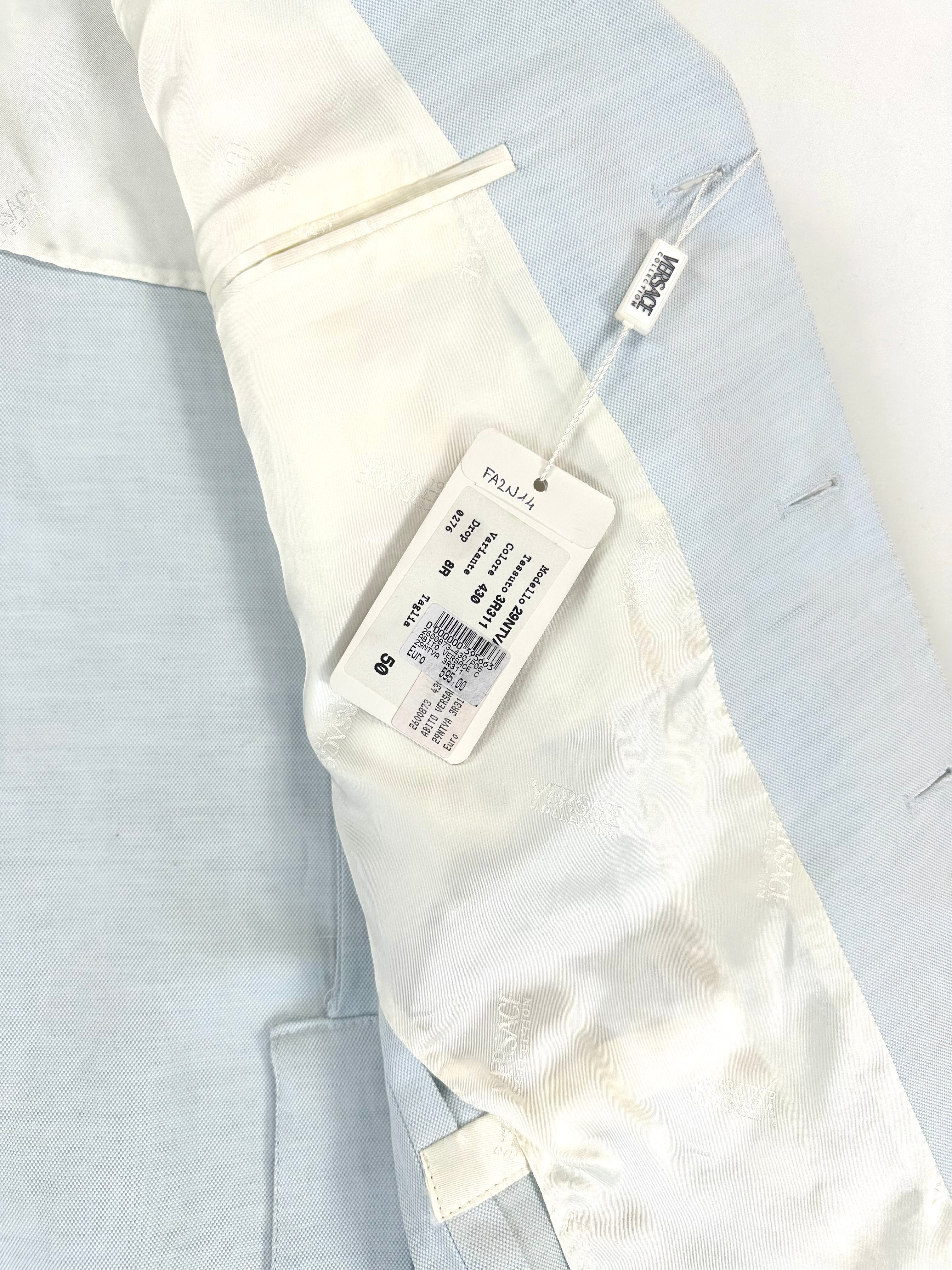 Completo Versace Collection azzurro cotone e lino - Tg. 50