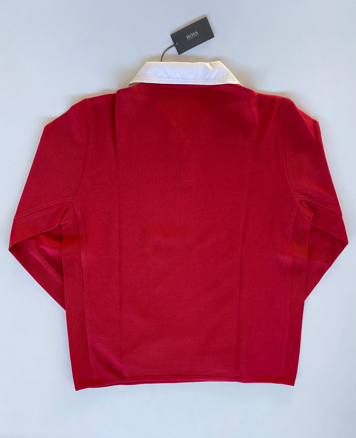 Polo Hugo Boss manica lunga rossa collo bianco - Tg. M