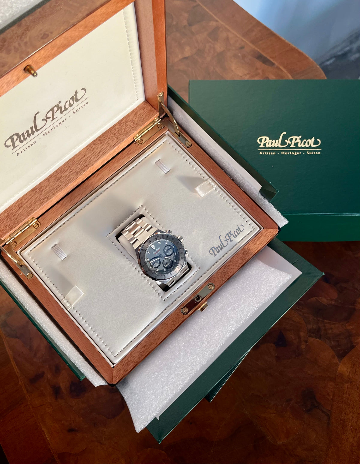Paul Picot Yachtman Tachymeter — scatola aperta con libretto di garanzia ufficiale Paul Picot — IlBotteghino