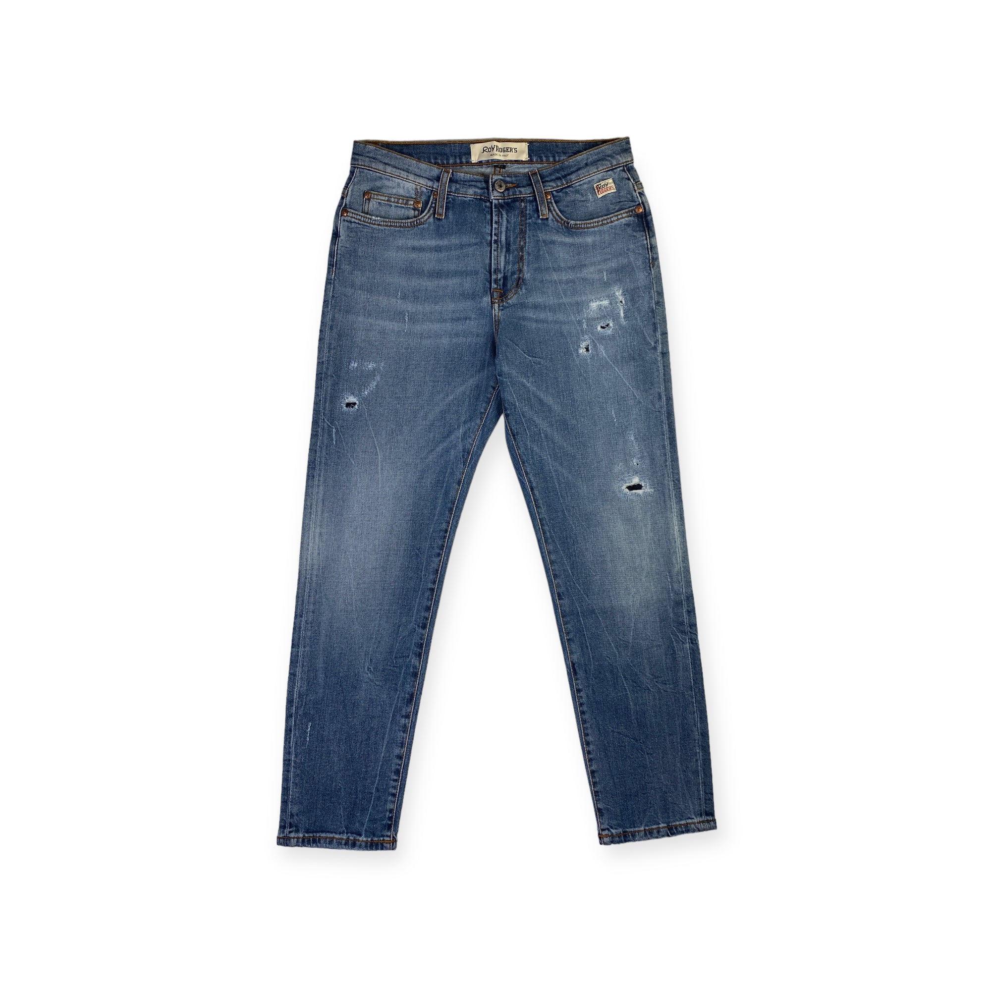 Jeans Roy Rogers blu strappi Carrot Fit, taglia US 31 — IlBotteghino