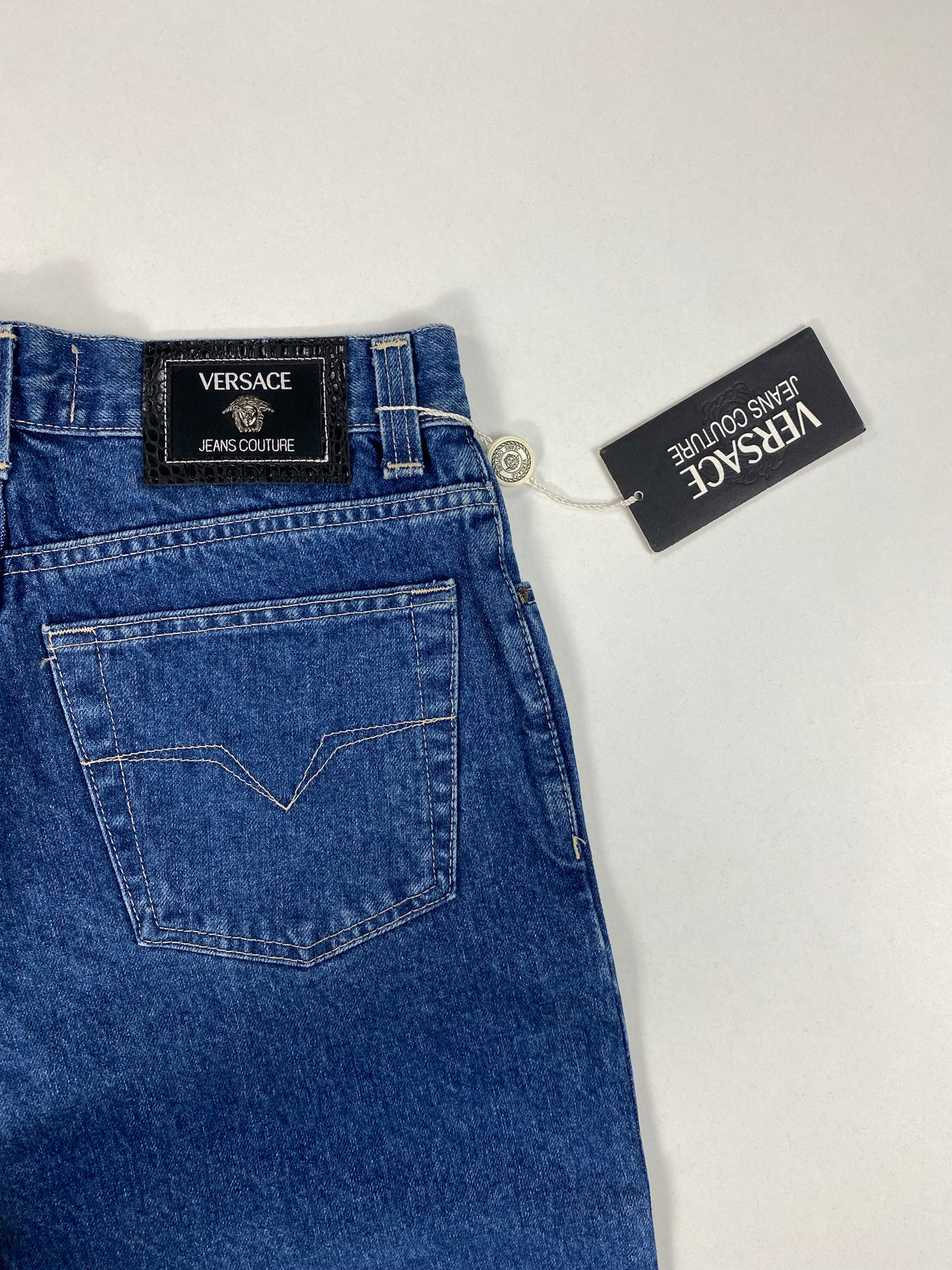 Versace Jeans Couture Jeans Vintage Anni '90 Vita Alta Blu con Medusa – foto 7 di 10
