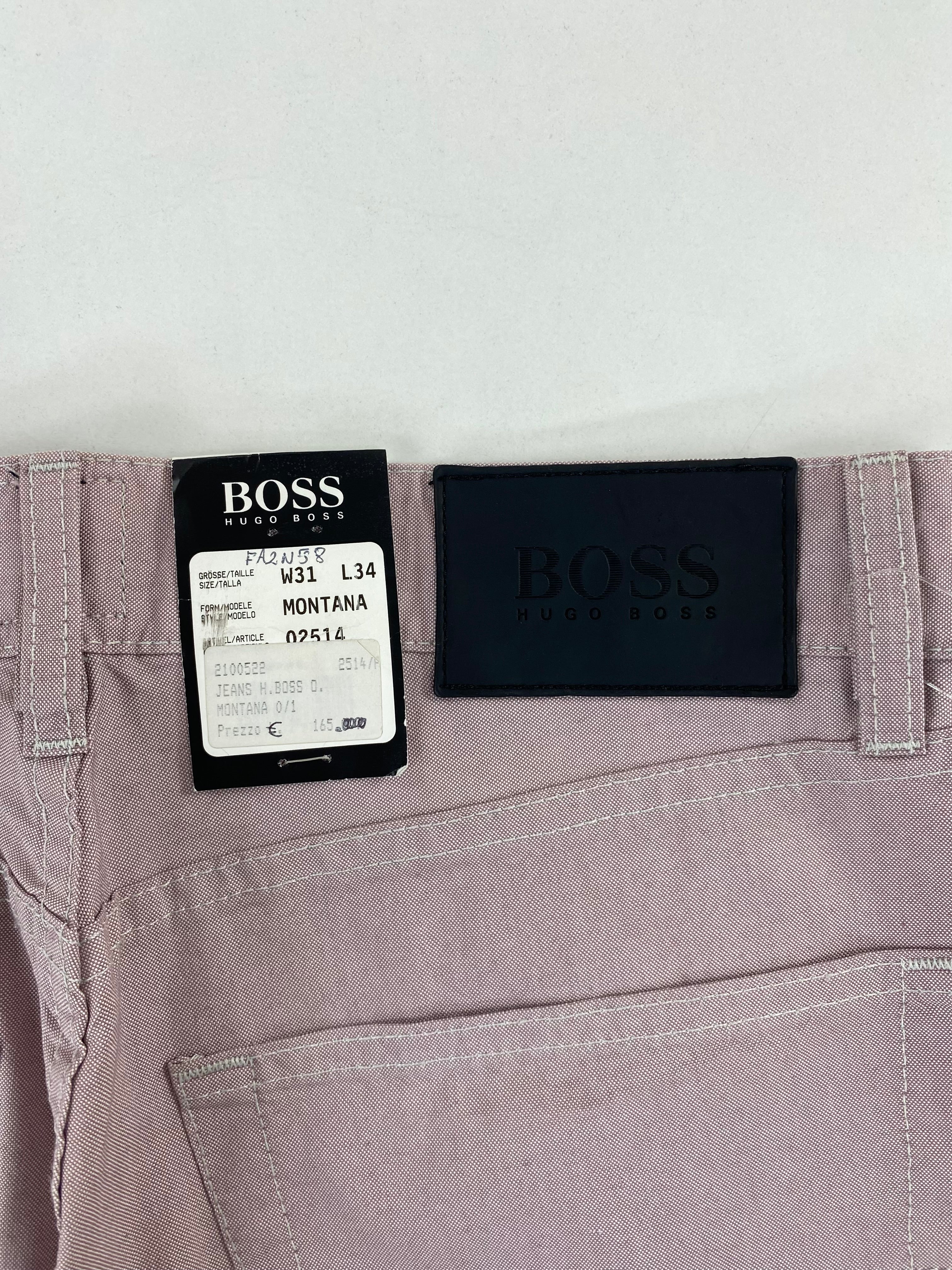 Pantalone Hugo Boss Montana rosa cipria, dettaglio texture tessuto