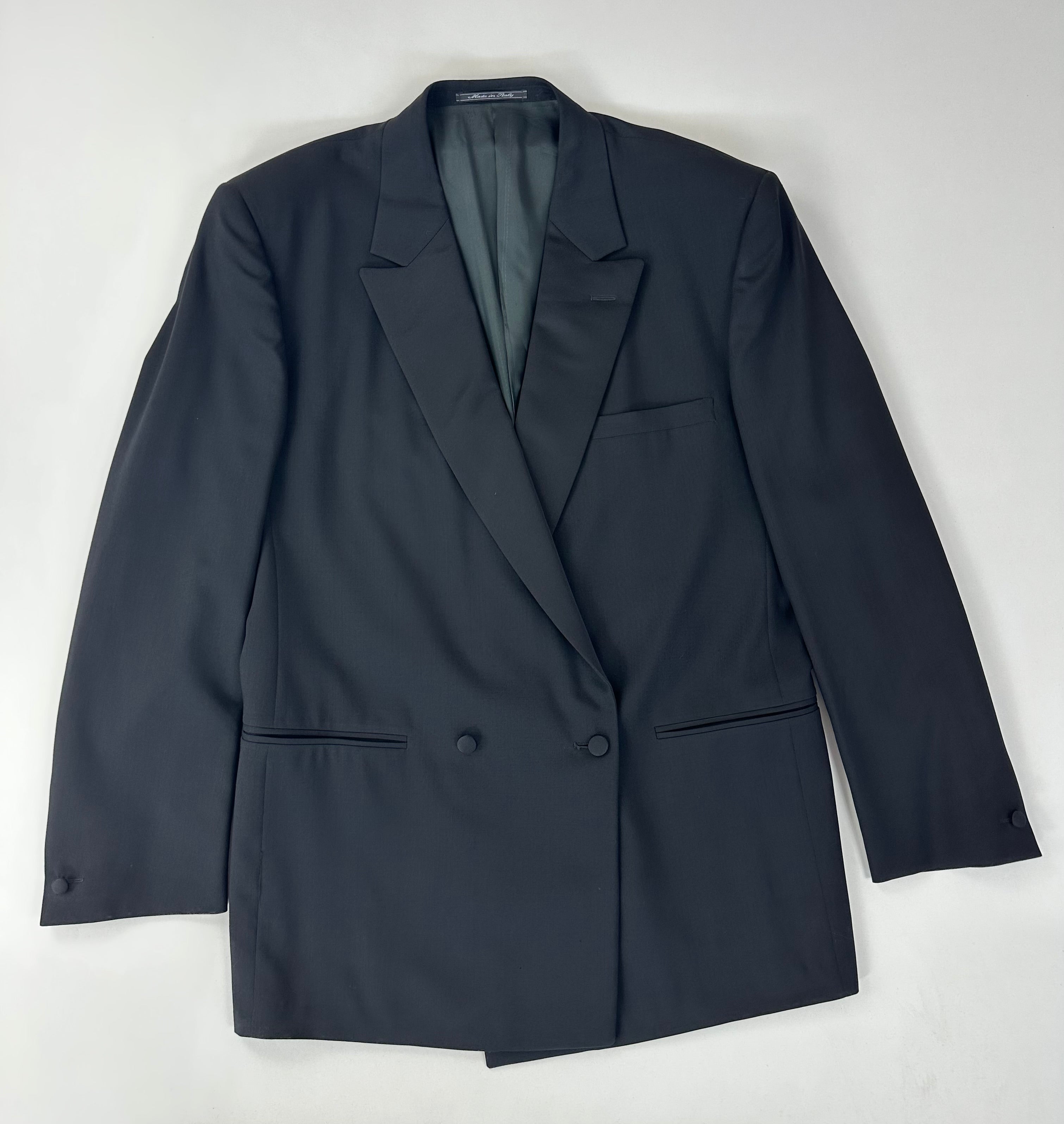 Abito Gianni Versace nero smoking, giacca vista frontale
