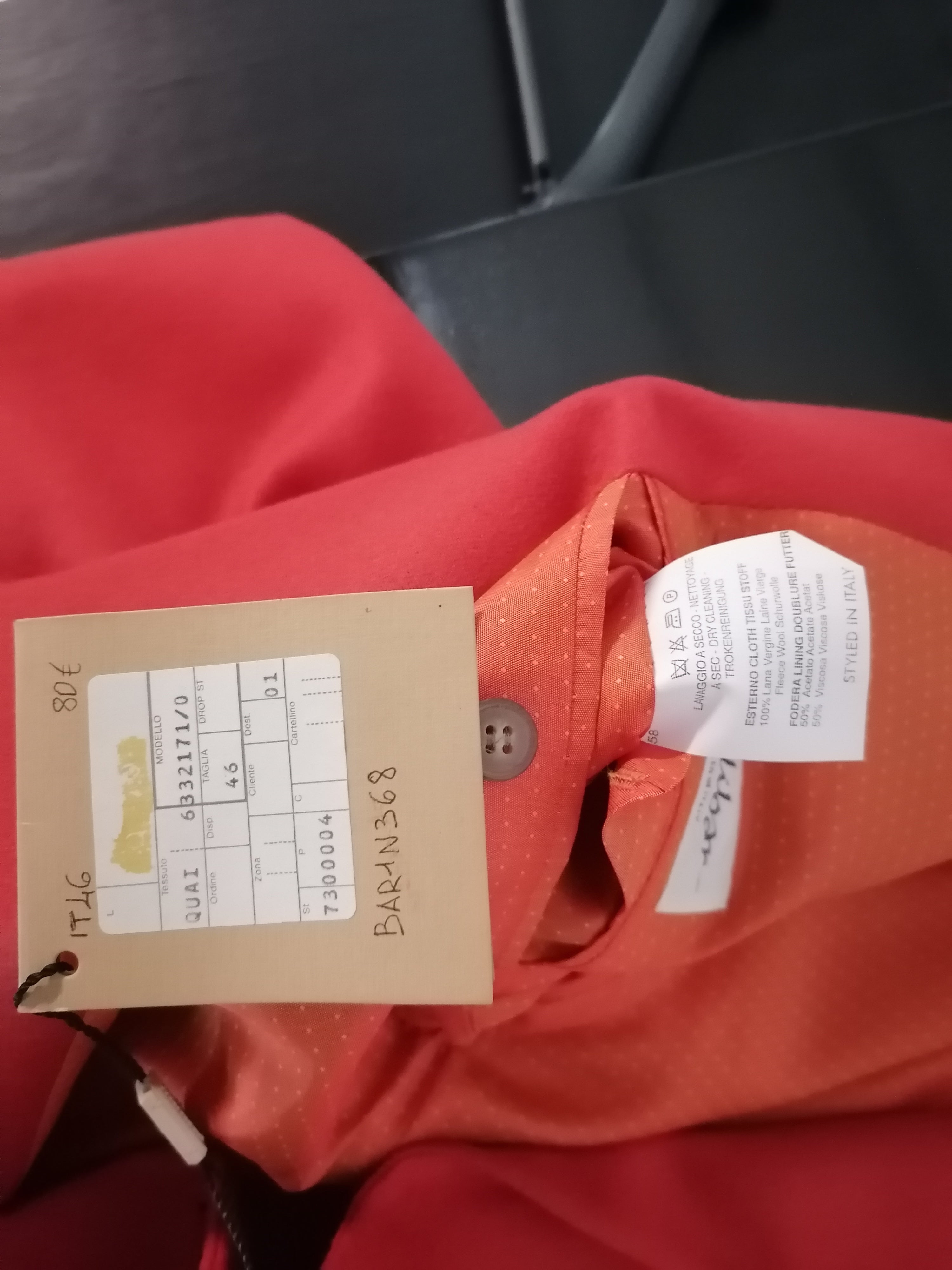 Millibar giacca rossa — pezzo unico d'archivio — IlBotteghino