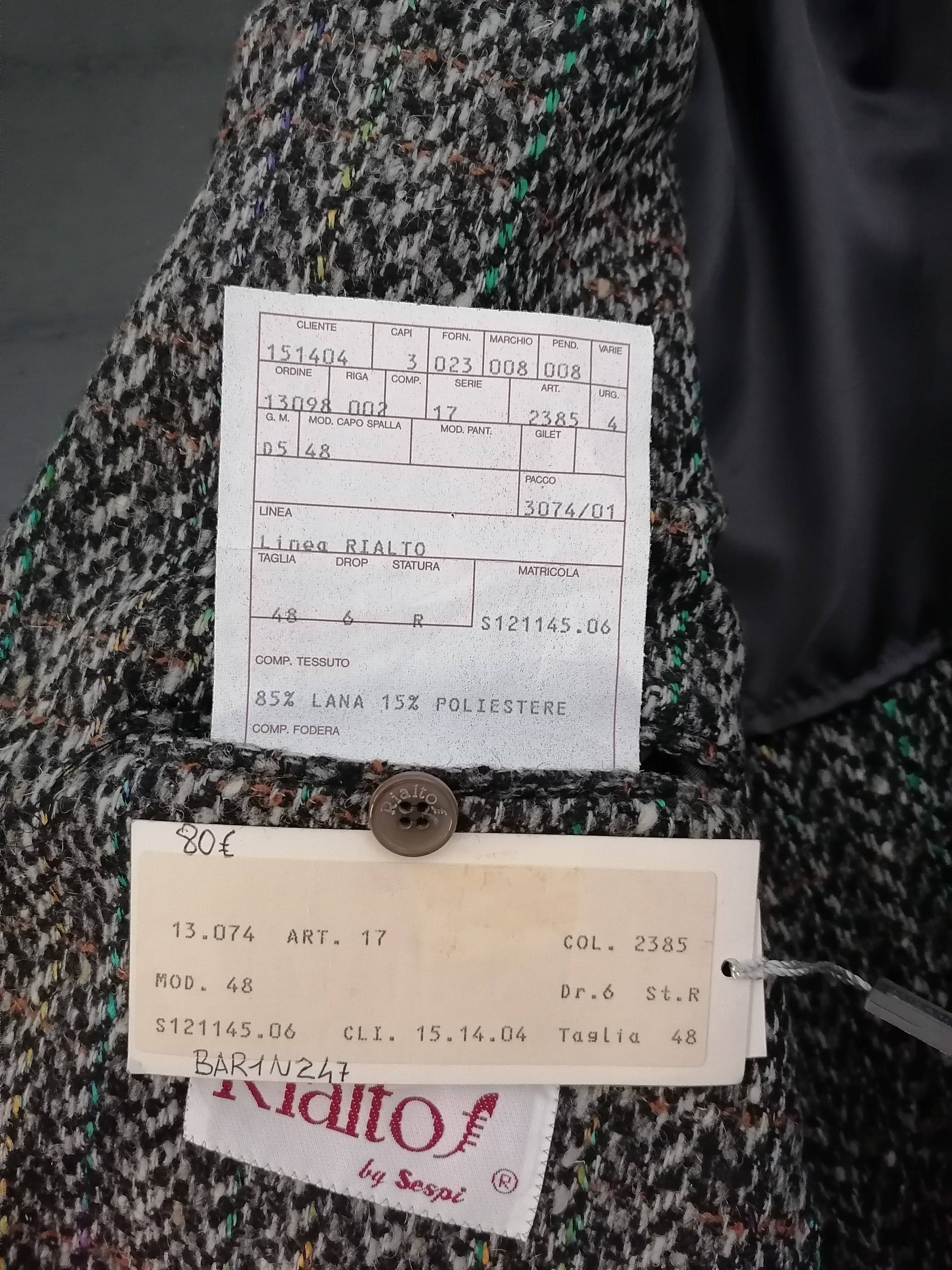 Rialto giacca lana — pezzo unico d'archivio — IlBotteghino